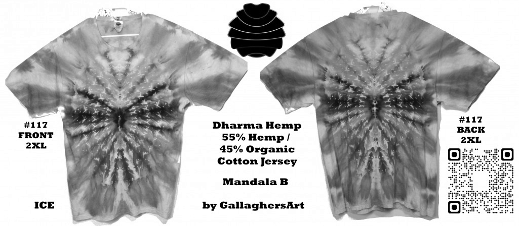 117 ga from Tie Dyenied #117 2XL  Mandala Hemp and Organic Cotton 7.5 oz T-Shirt  GallaghersArt_117_ga.jpg - #117 2XL This Item is For Sale. Currently For sale on Etsy  Mandala Hemp and Organic Cotton 7.5 oz T-Shirt.