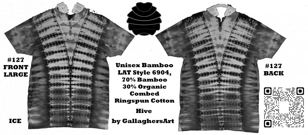 127 ga from Tie Dyenied #127 Large Hive, Unisex Bamboo / Ringspun Cotton 5.3oz GallaghersArt_127_ga.jpg - #127 L Currently for Sale on Etsy