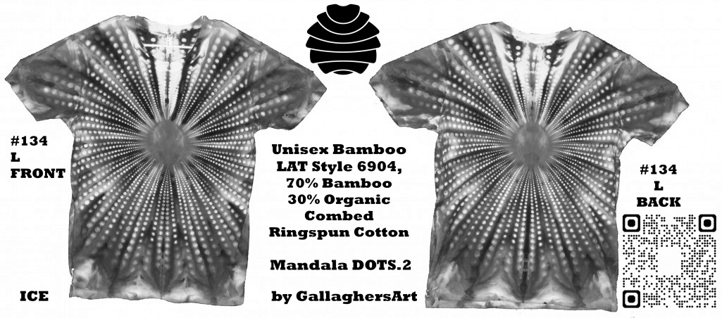 134 ga from Tie Dyenied #134 Large, Mandala Dots Big, Unisex Bamboo / Ringspun Cotton 5.3oz GallaghersArt_134_ga.jpg - #134