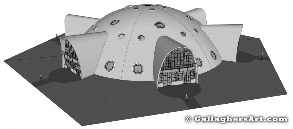 Side view of complete dome from MultiFamily Dome in 3D GallaghersArt_DOME_V8_frame_full_3d.jpg - Side view of complete dome