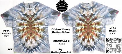 Gallaghersart 104 ga from Tie Dyenied #104 2XL Mandala with Hive, Gildan Heavy Cotton 5.3oz gallaghersart_104_ga.jpg - #104 2XL