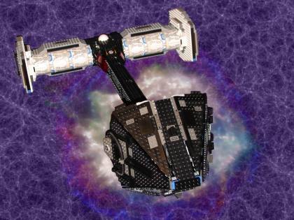 A in space2 from LEGO Space Mother Ship GallaghersArt_a_in_space2.jpg - Spaceship with background Image