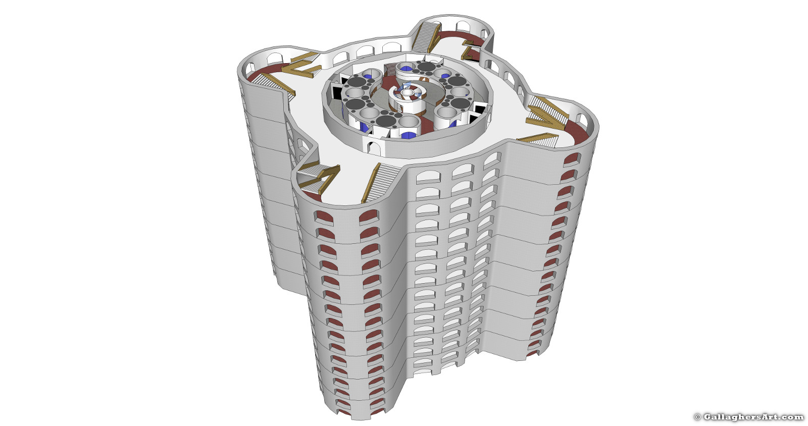 Gallaghersart ramp shaft 05h from Elevators and more idea  - Main Shaft 3D view 