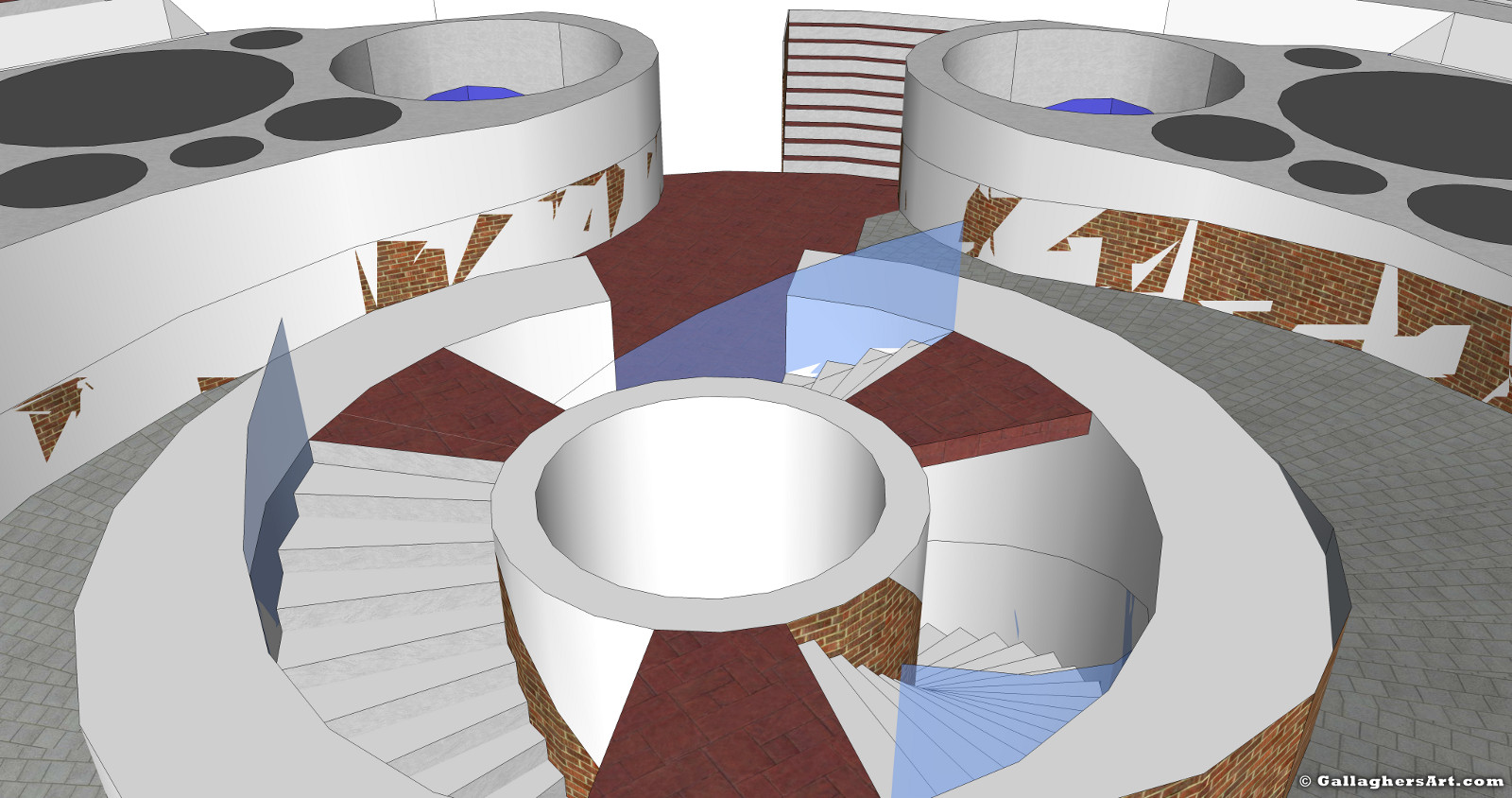 Gallaghersart ramp shaft 05n from Elevators and more idea  - Exploded Top view of center 3 staircases and center shaft
