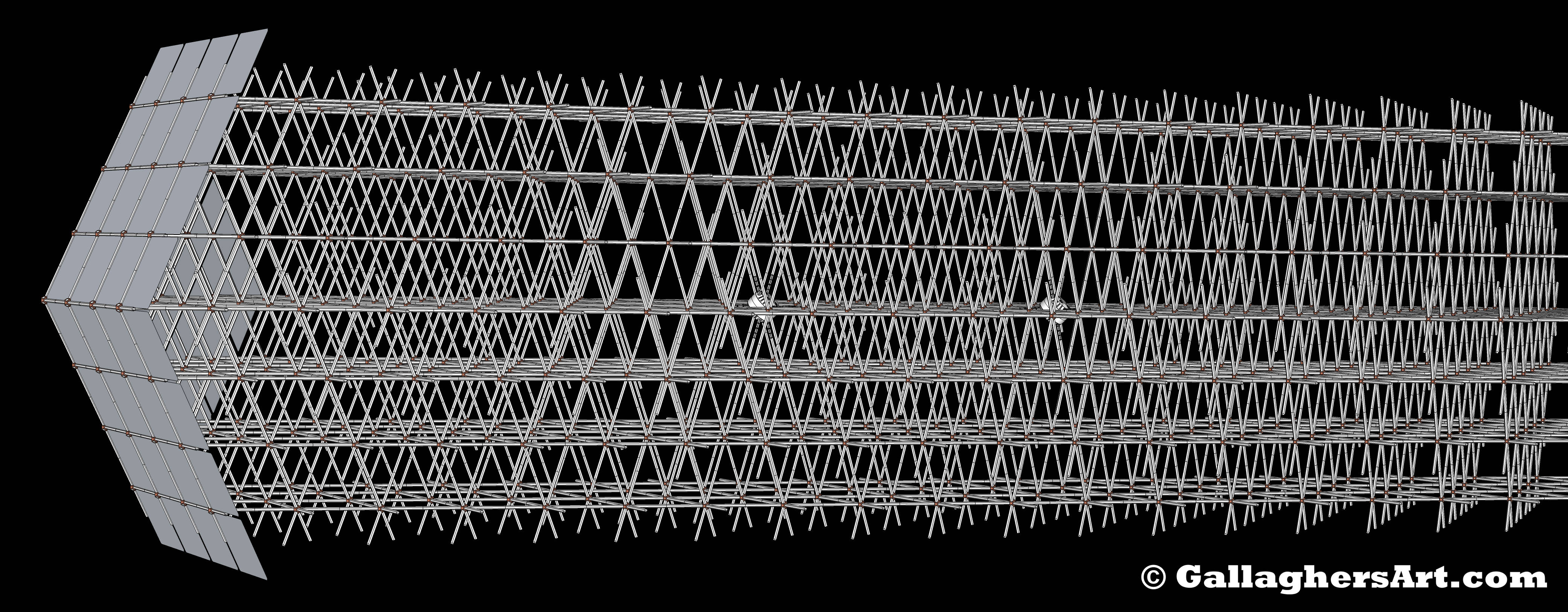 Gallaghersart grid 15 04v from Update on my Space Travel Idea  - View of space ship with no outer layers of protection viewing 2 habitable hubs