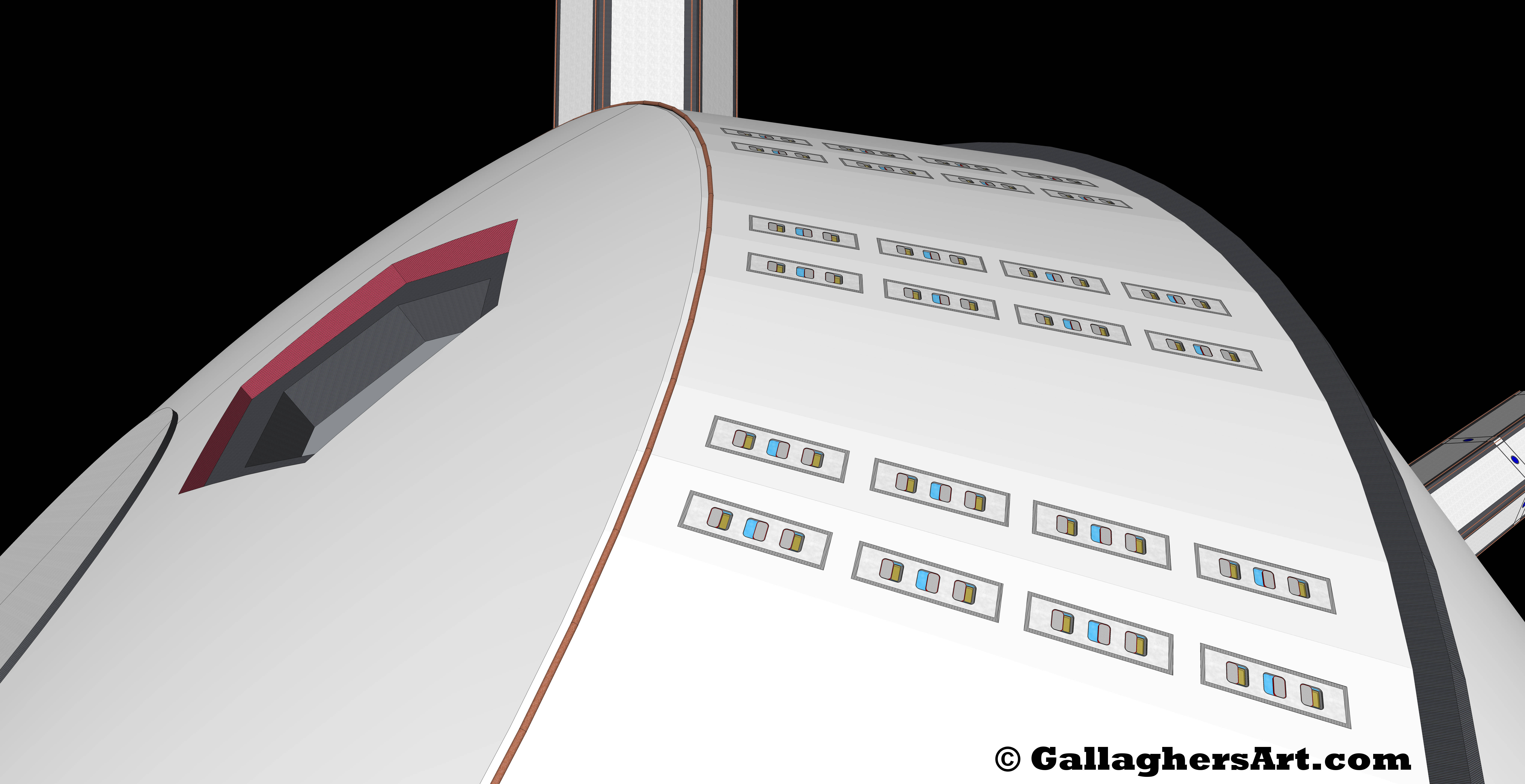 Gallaghersart hub 14 3 from Update on my Space Travel Idea  - Close up view of gravity free rooms that surround the loading docks in the center