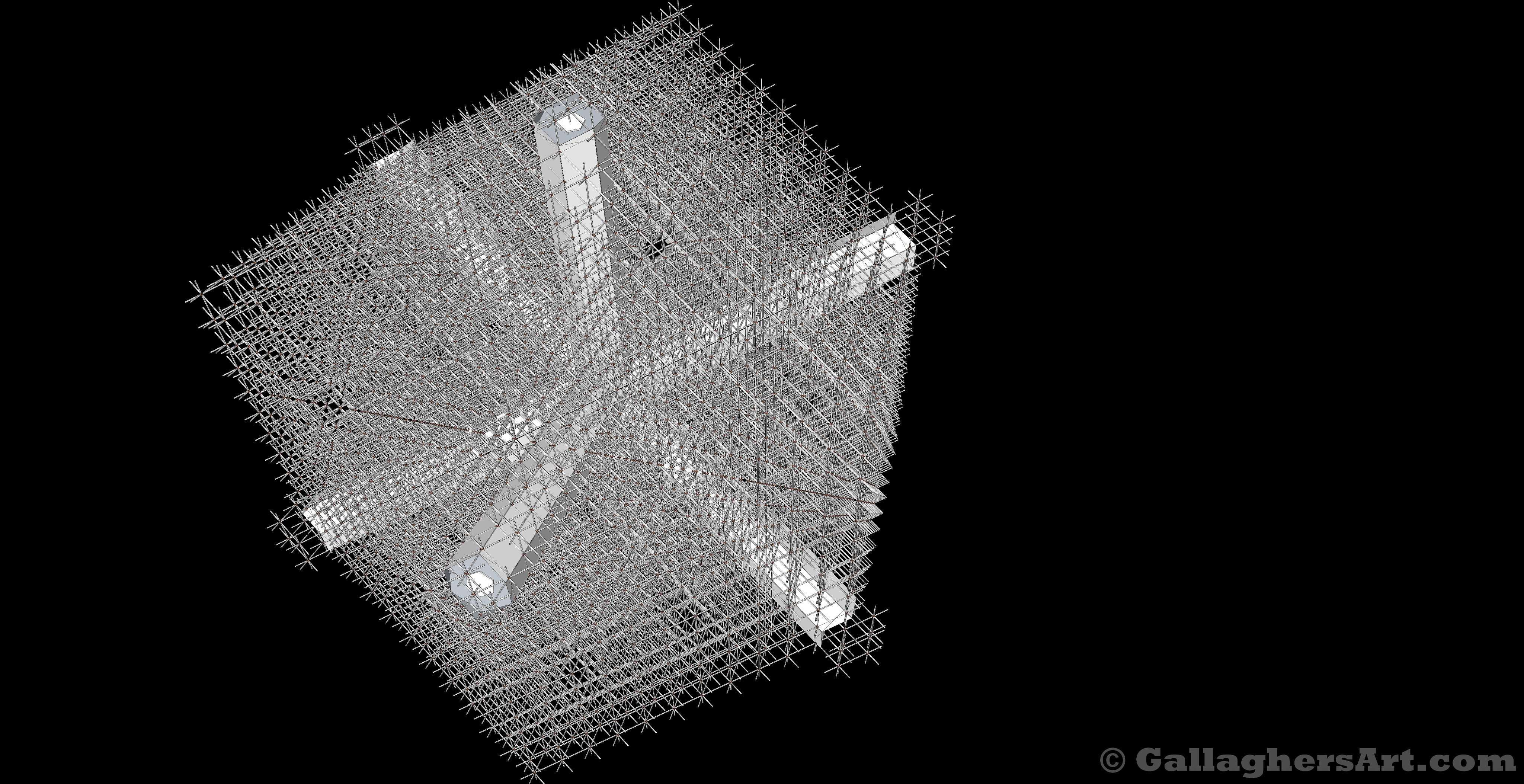 Gallaghersart sail 08a2 2 from Update on my Space Travel Idea  - Single module with outer layer of protection removed, showing all the non-habitable internal structures that surround the inner protected areas