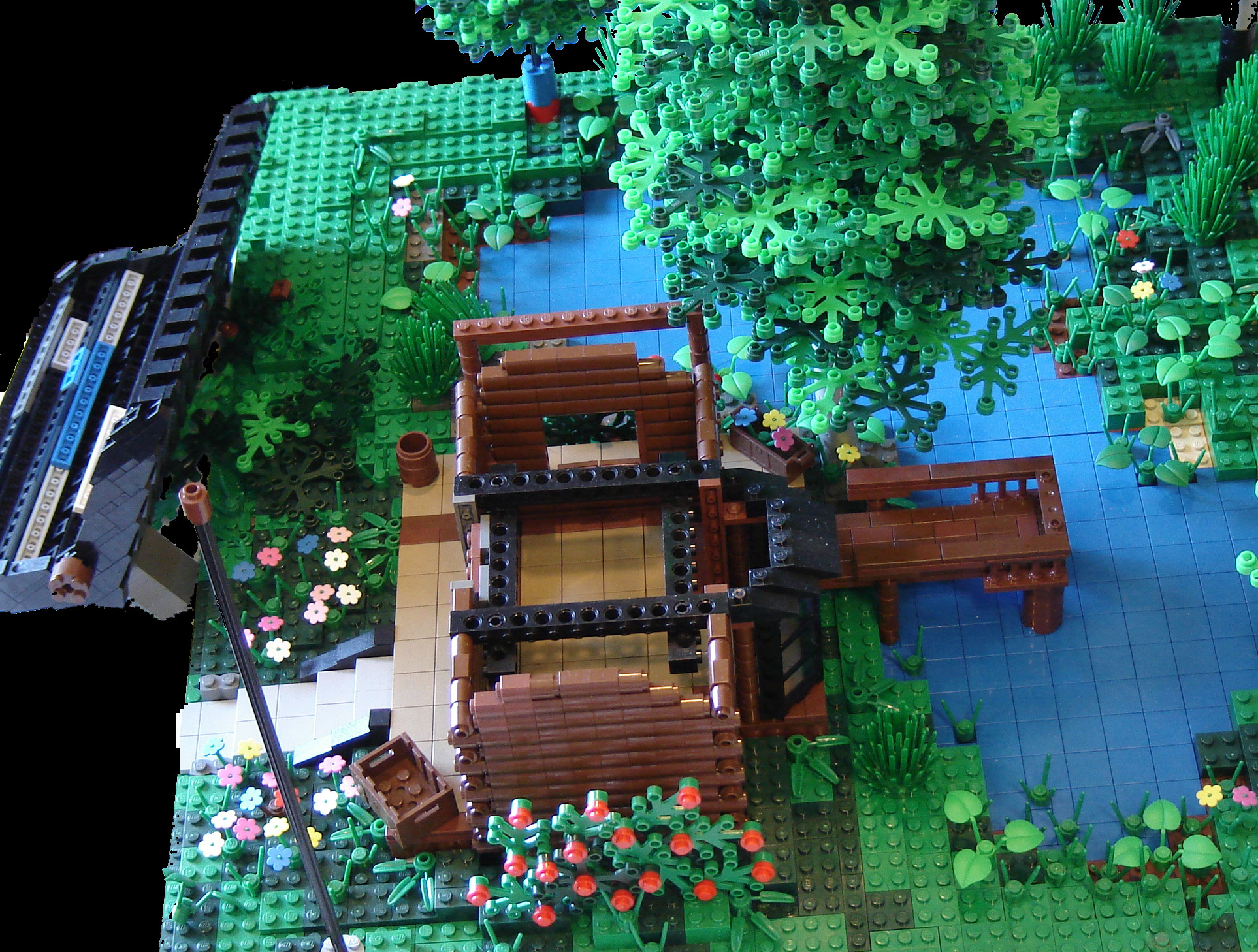 Gallaghersart lc 090330 a from LEGO Log Cabin version 5  - Complete LEGO Log Cabin scene with roof removed