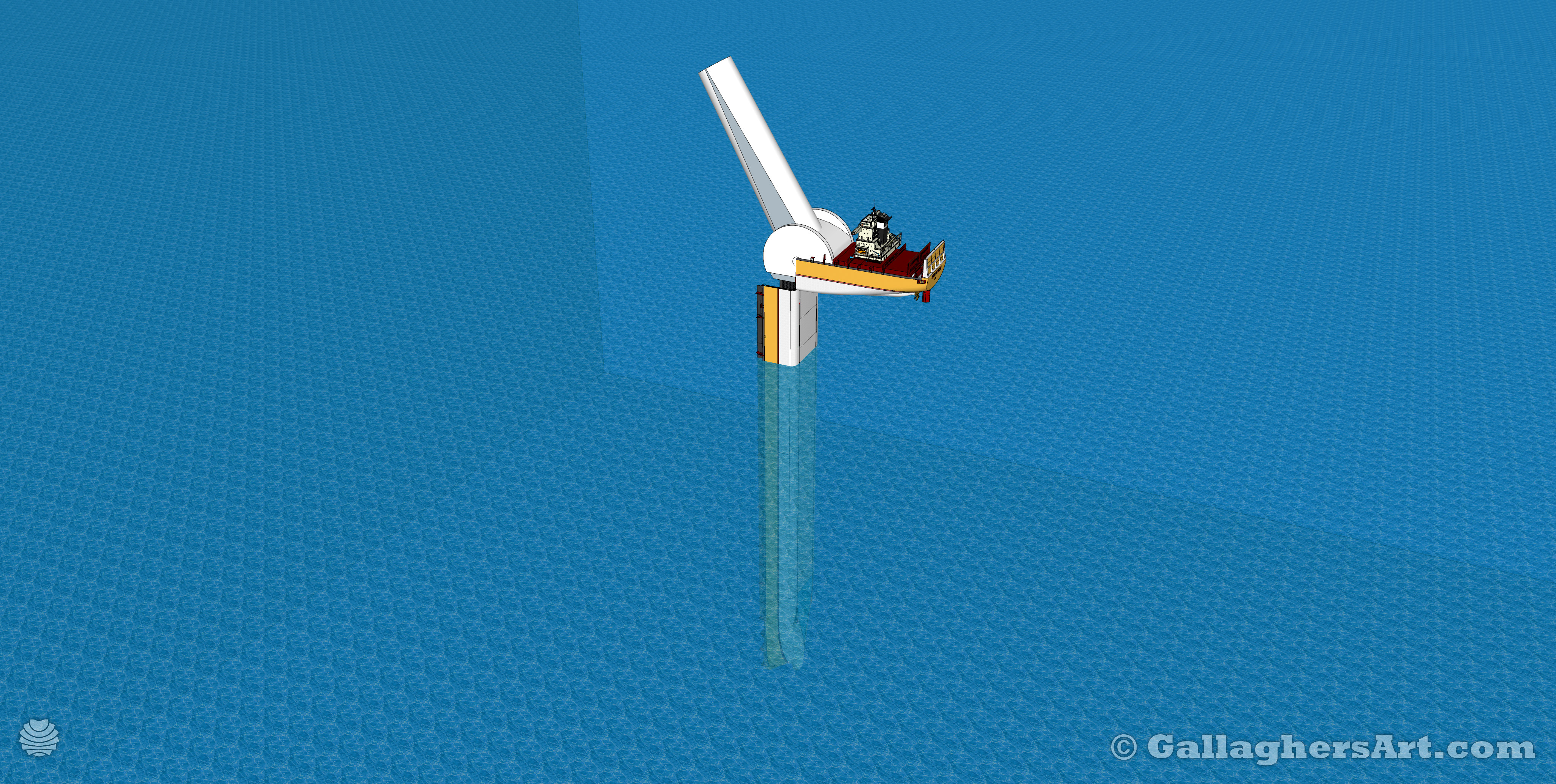 Gallaghersart tele 004 s3 from Large Oceanic Mobile Telescope  - Ship in configuration for Telescope with most of ship below water