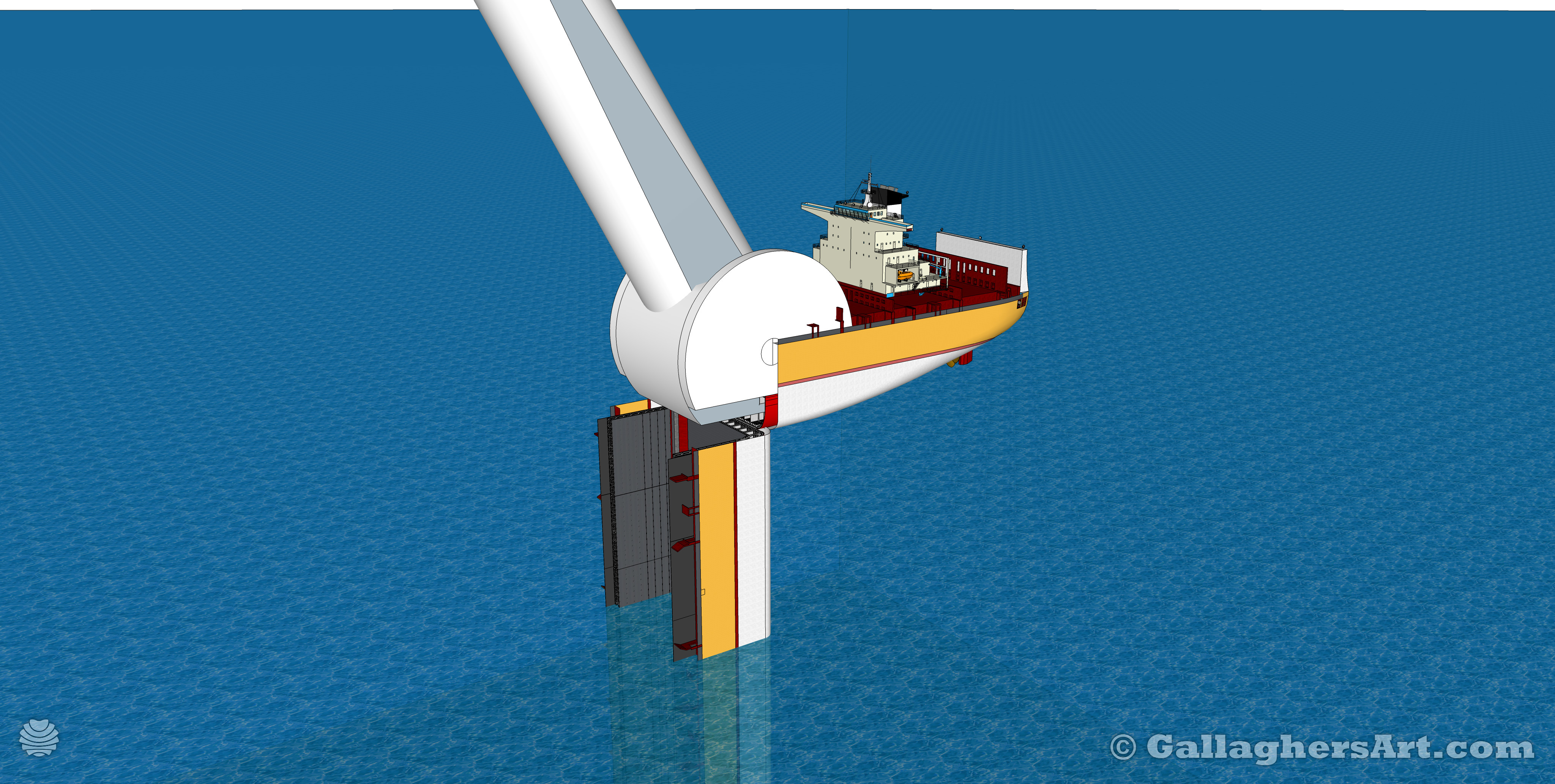 Gallaghersart tele 004 s6 from Large Oceanic Mobile Telescope  - Ship in configuration for Telescope with most of ship below water