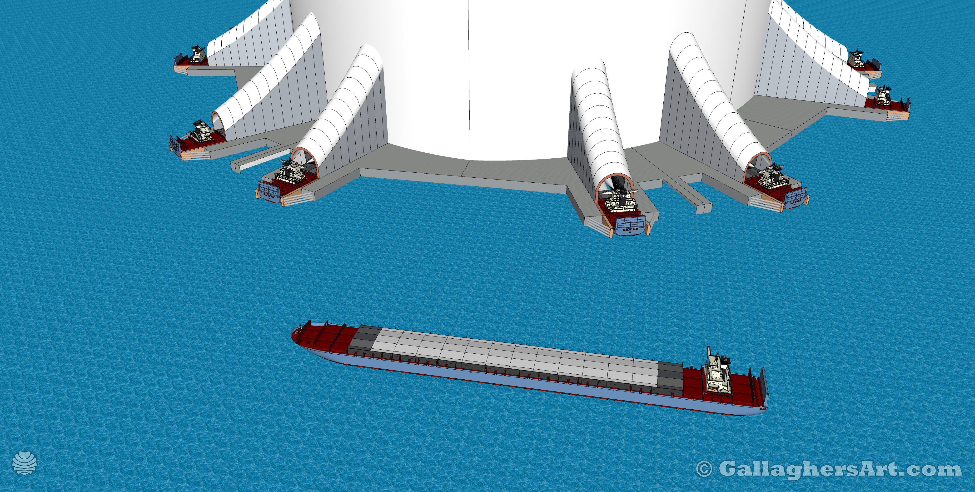 Gallaghersart launcher 023 s05 from Space Launch Dropper  - Several bays for ships to unload.