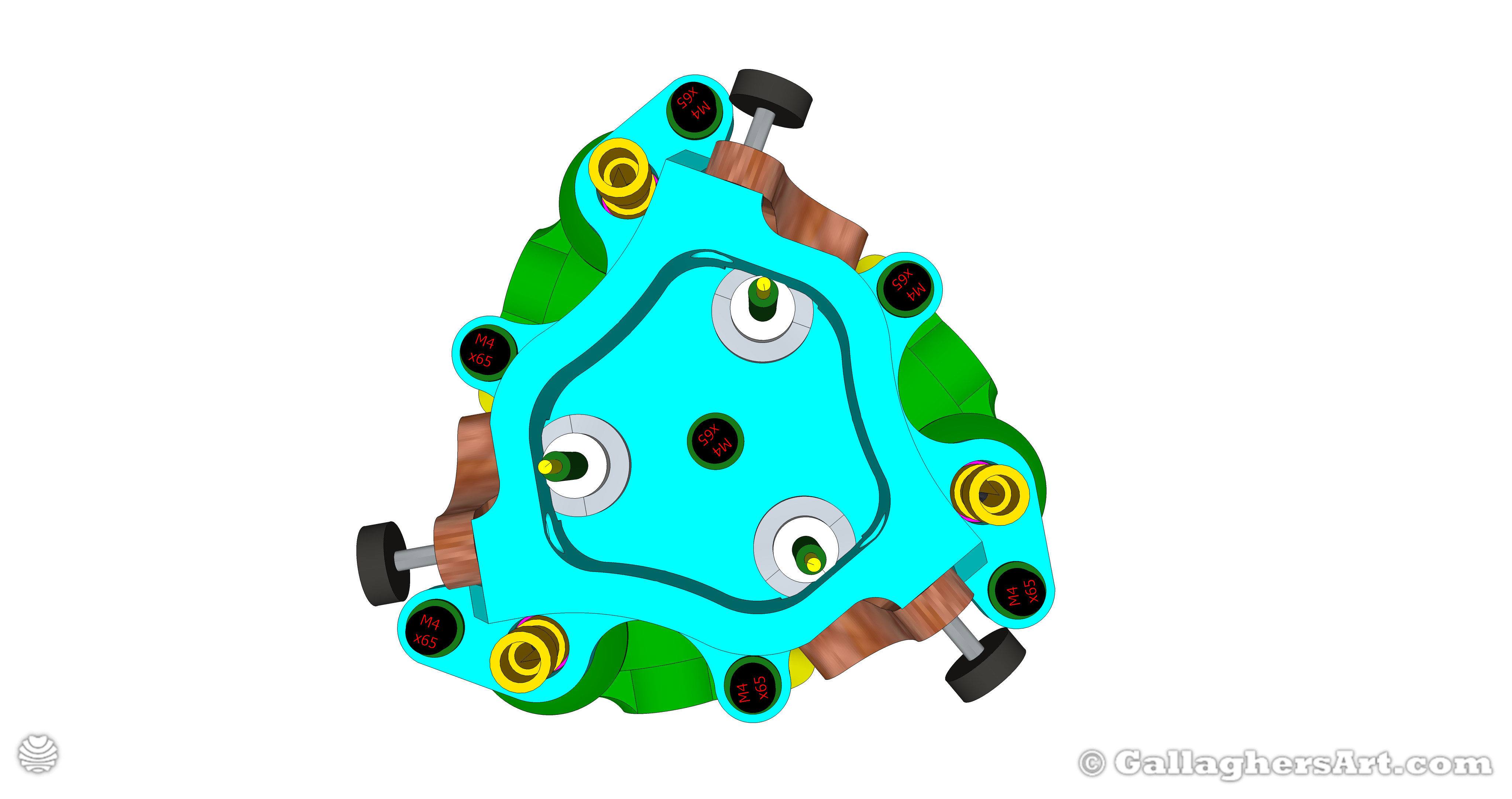 Gallaghersart gears 69 china 3in1 a2 from My 3D Printer Designs  - 3x Remote Large Dual Gears 1.0 20t Worm  Filament Extruder ver. 0.1 - Top View