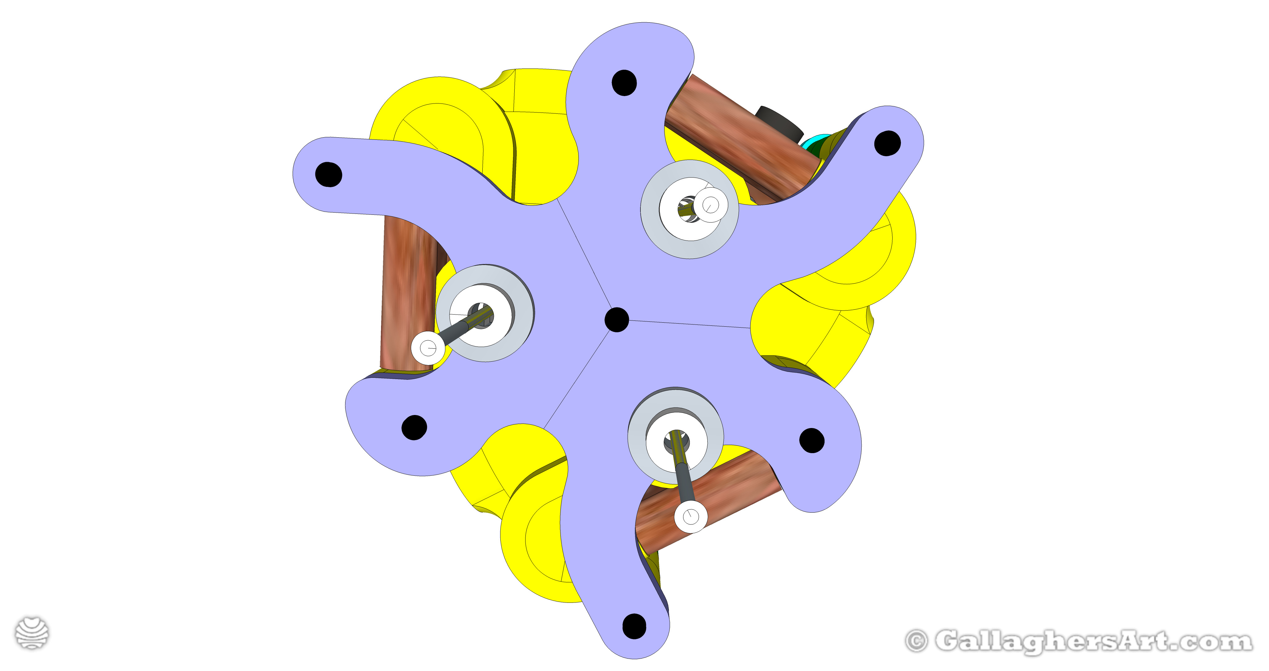 Gallaghersart gears 69 china 3in1 a4 from My 3D Printer Designs  - 3x Remote Large Dual Gears 1.0 20t Worm  Filament Extruder ver. 0.1 - Bottom View