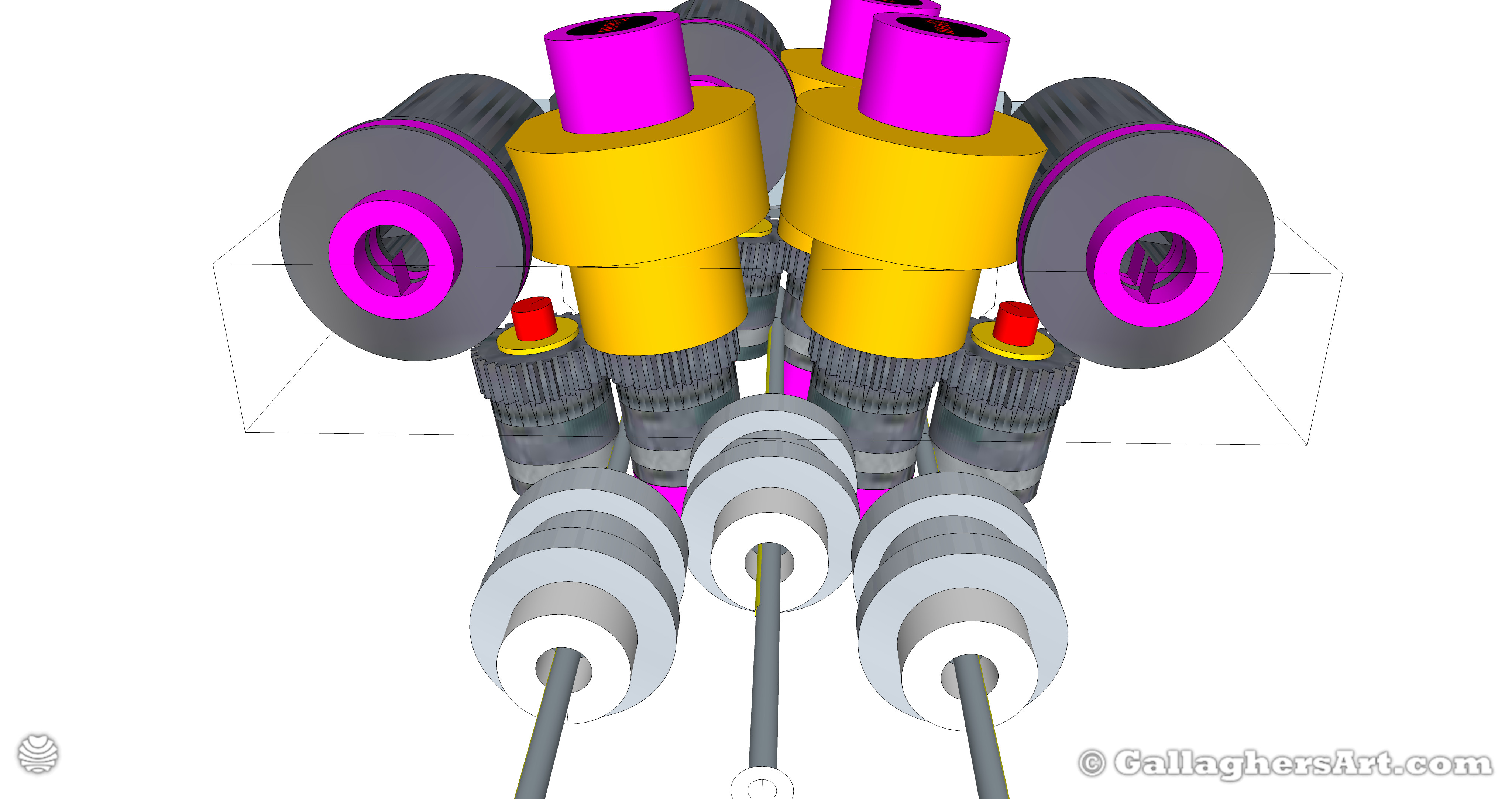 Gallaghersart gears 69 china b from My 3D Printer Designs  - 3x Remote Large Dual Gears Filament Extruder ver. 0.01 - 3x 1.0 20t Worm with Large Dual Gears 
