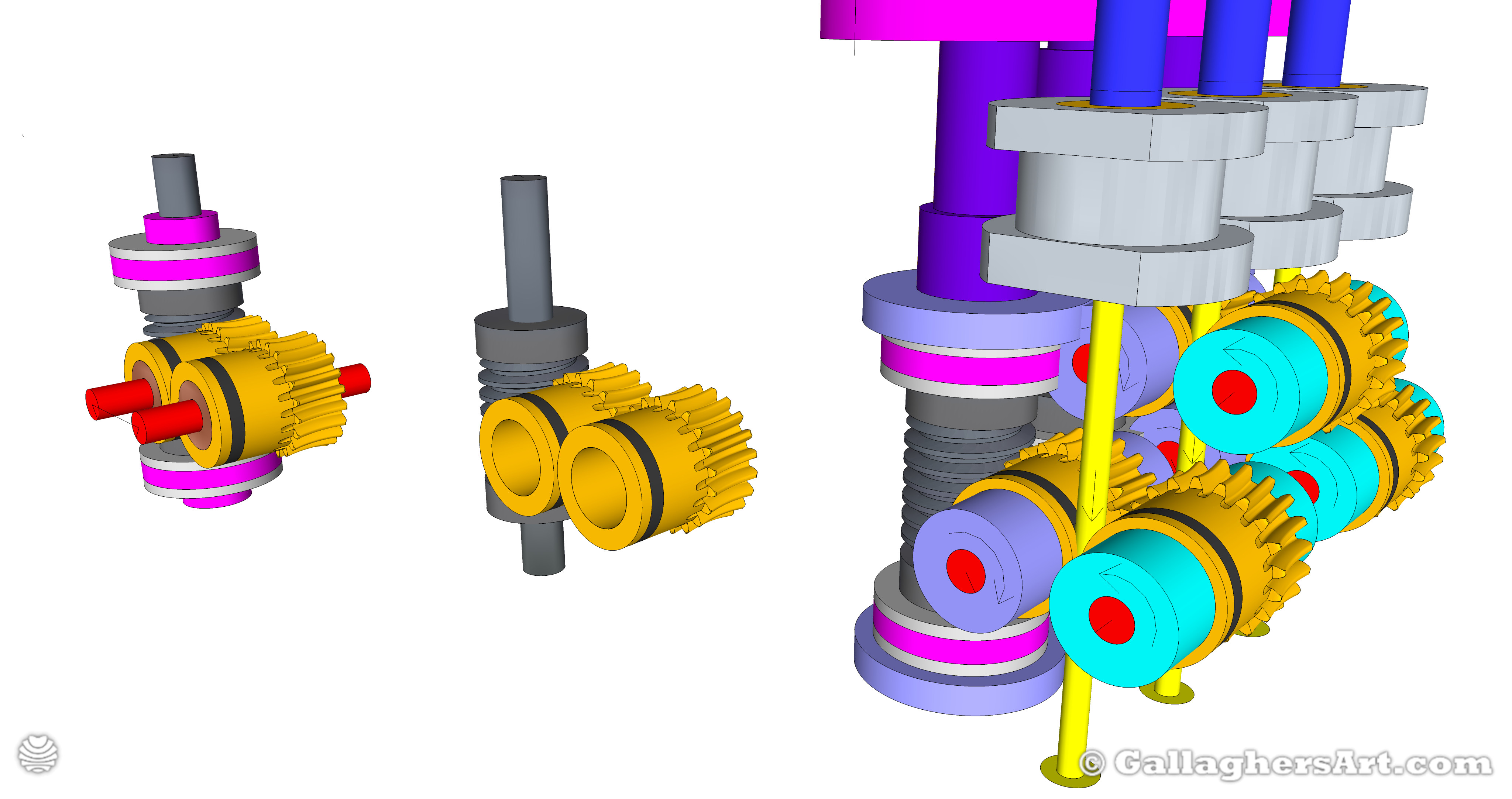 Gallaghersart gears 69 g05 20t a from My 3D Printer Designs  - 3x Remote Large Dual Gears Filament Extruder ver. 0.2 - Custom 05 20t Worm Gears