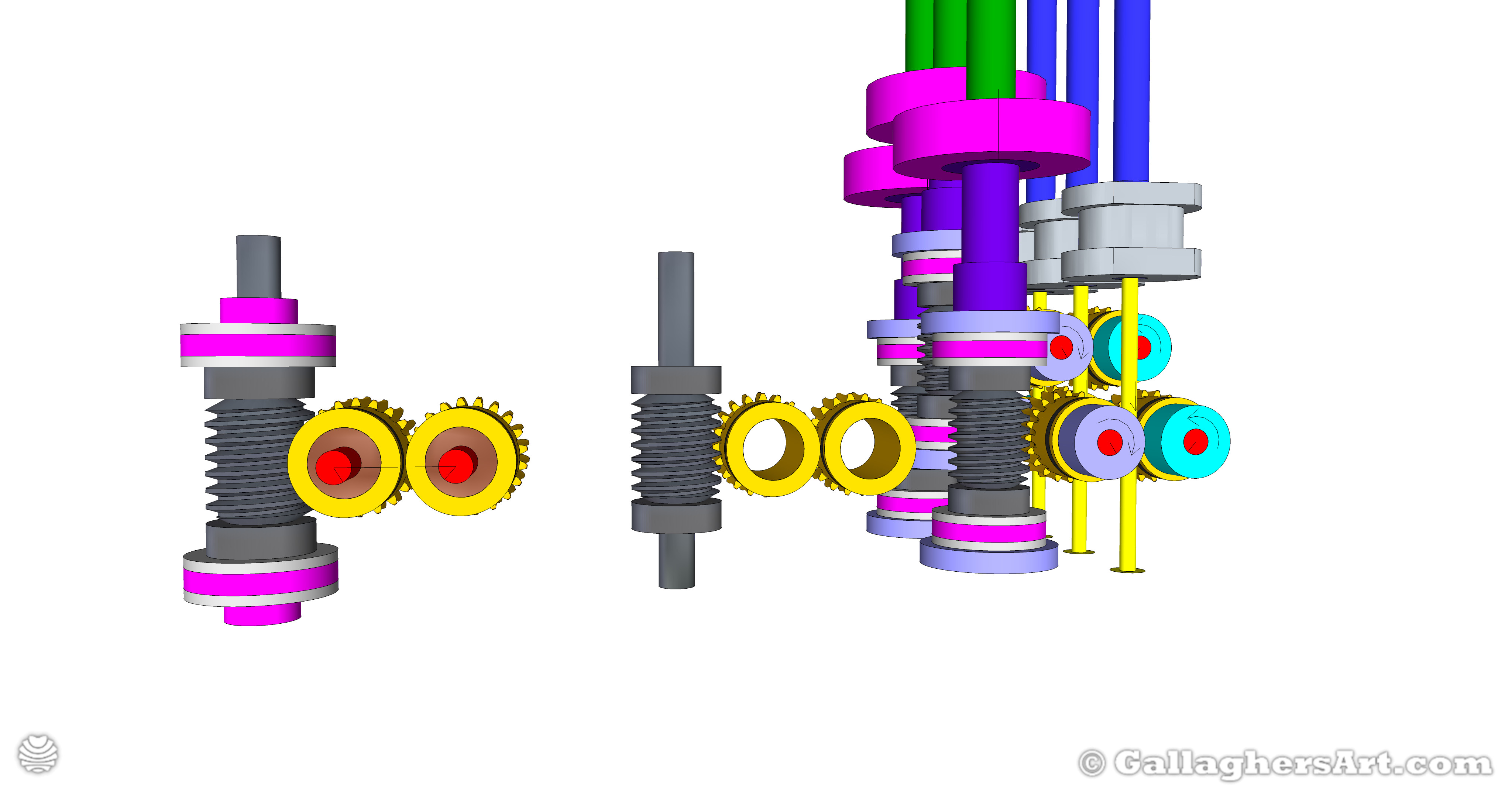 Gallaghersart gears 69 g05 20t b from My 3D Printer Designs  - 3x Remote Large Dual Gears Filament Extruder ver. 0.2 - Custom 05 20t Worm Gears