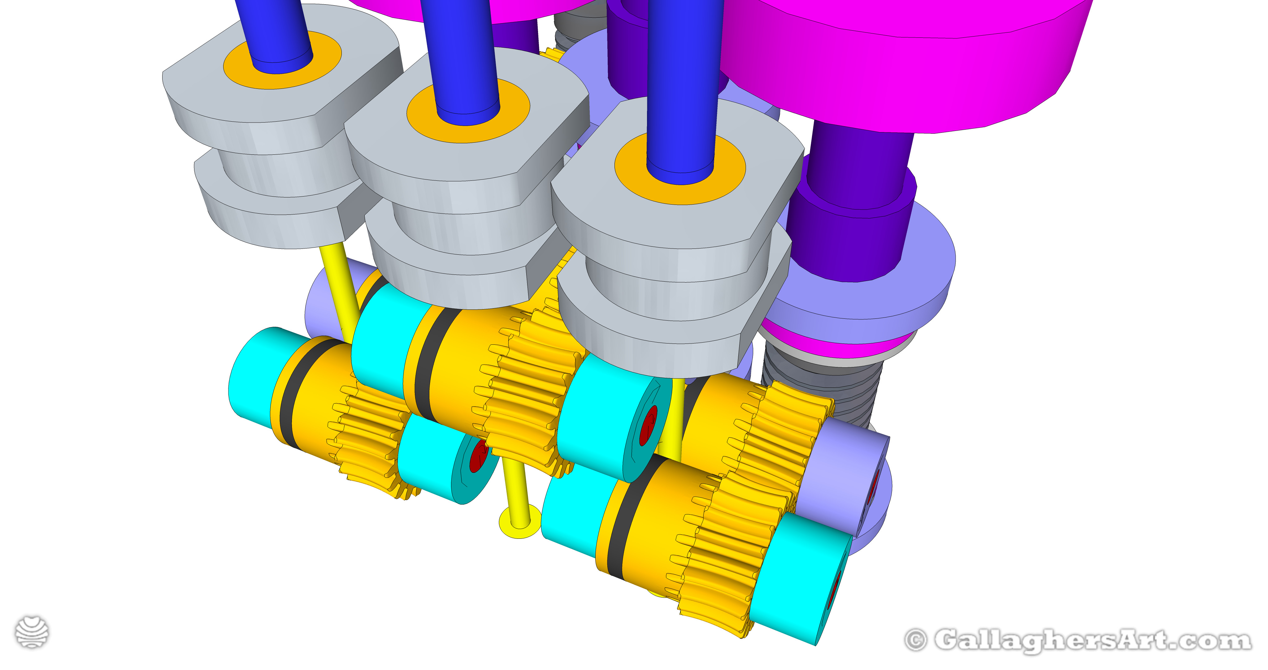 Gallaghersart gears 69 g05 20t c from My 3D Printer Designs  - 3x Remote Large Dual Gears Filament Extruder ver. 0.2 - Custom 05 20t Worm Gears
