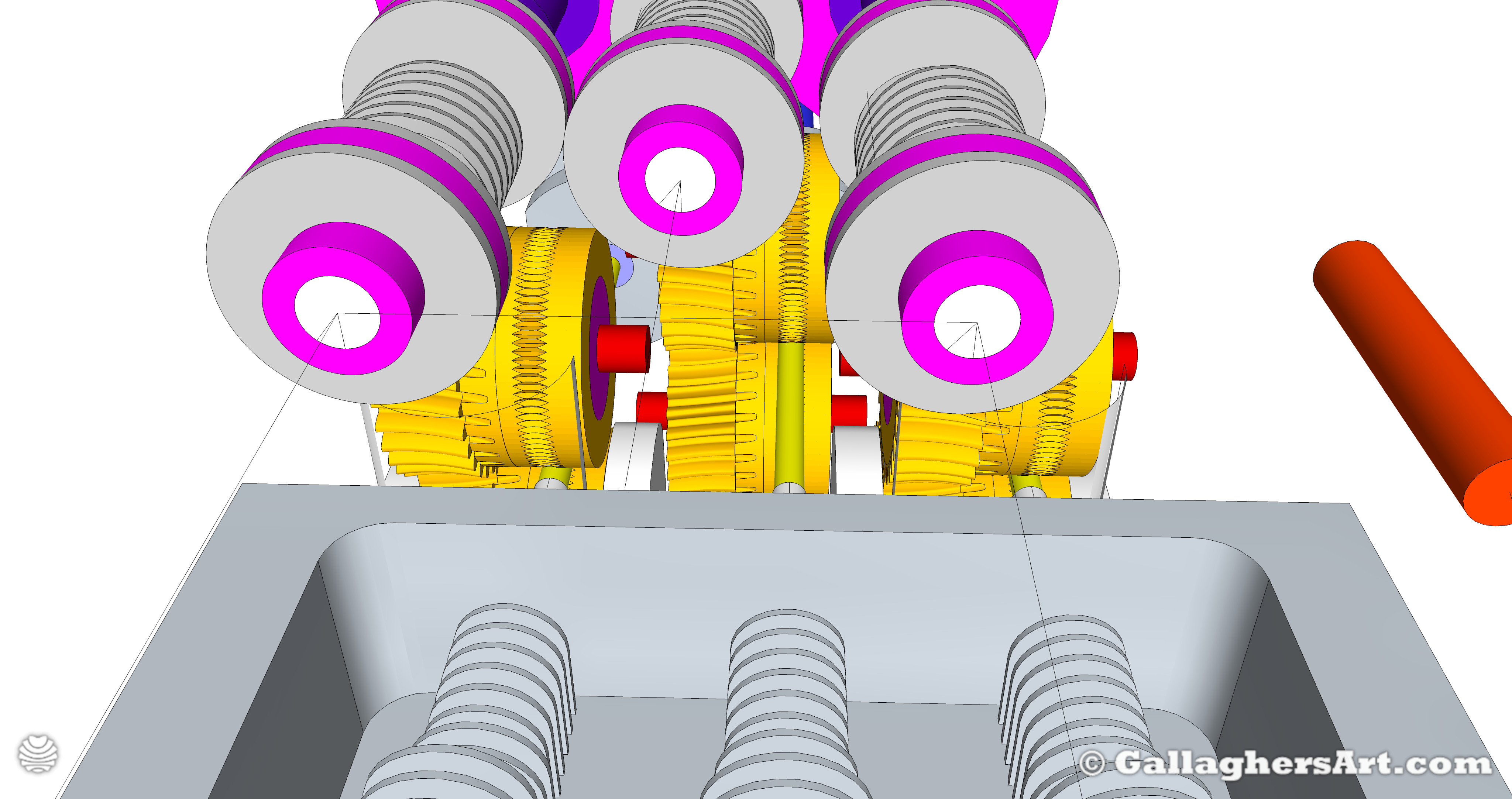 Gallaghersart gears 69 g05 30r2 f from My 3D Printer Designs  - 3x Remote Large Dual Gears Filament Extruder ver. 0.3 - Custom 05 30R2 Worm Gears with Water Cooler and 6 into 1 Hot end