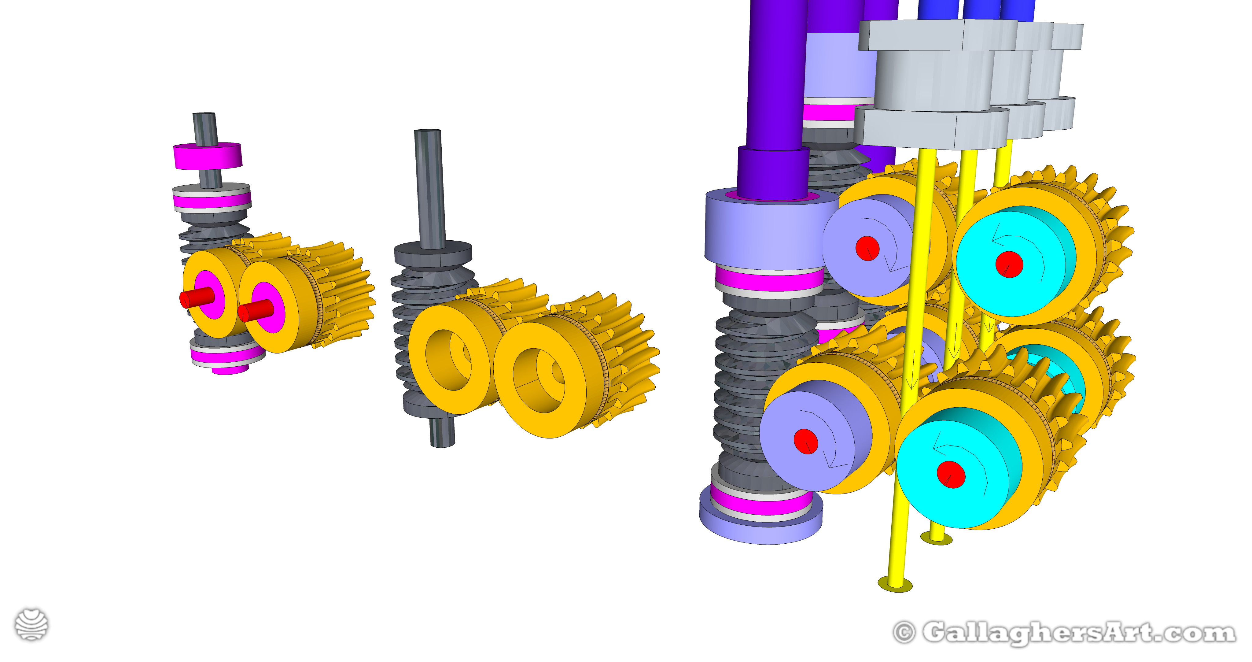 Gallaghersart gears 69 g08 20t a from My 3D Printer Designs  - 3x Remote Large Dual Gears Filament Extruder ver. 0.02 - Custom 08 20t Worm Gears