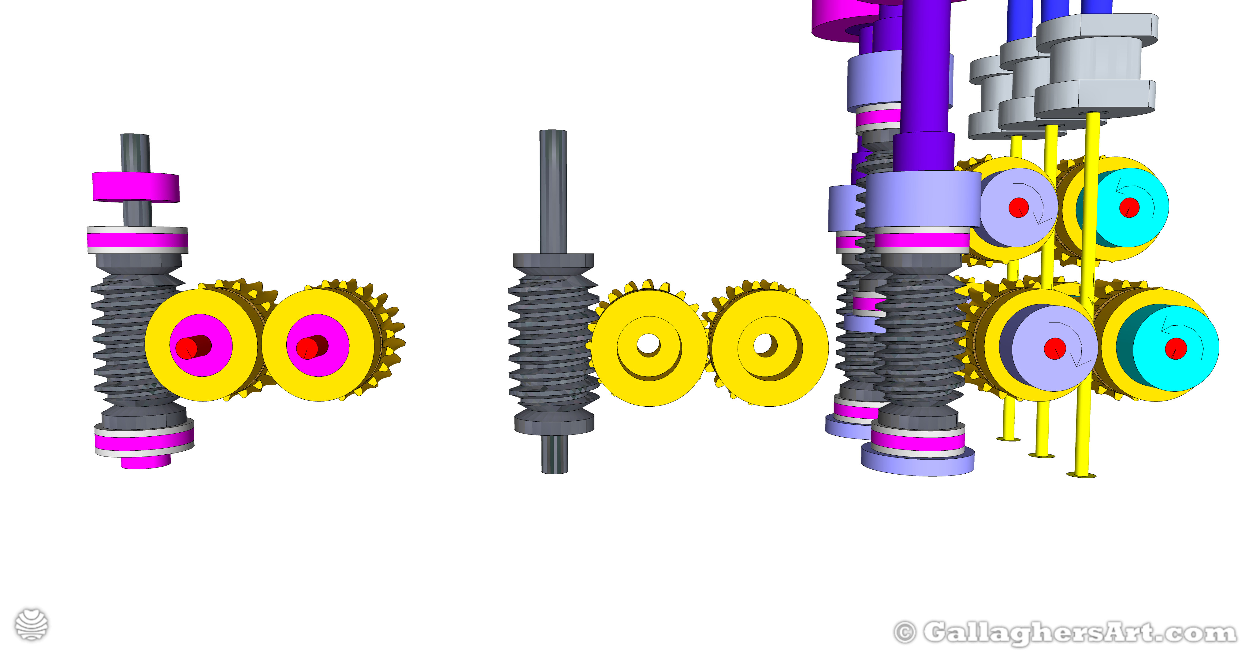 Gallaghersart gears 69 g08 20t b from My 3D Printer Designs  - 3x Remote Large Dual Gears Filament Extruder ver. 0.02 - Custom 08 20t Worm Gears