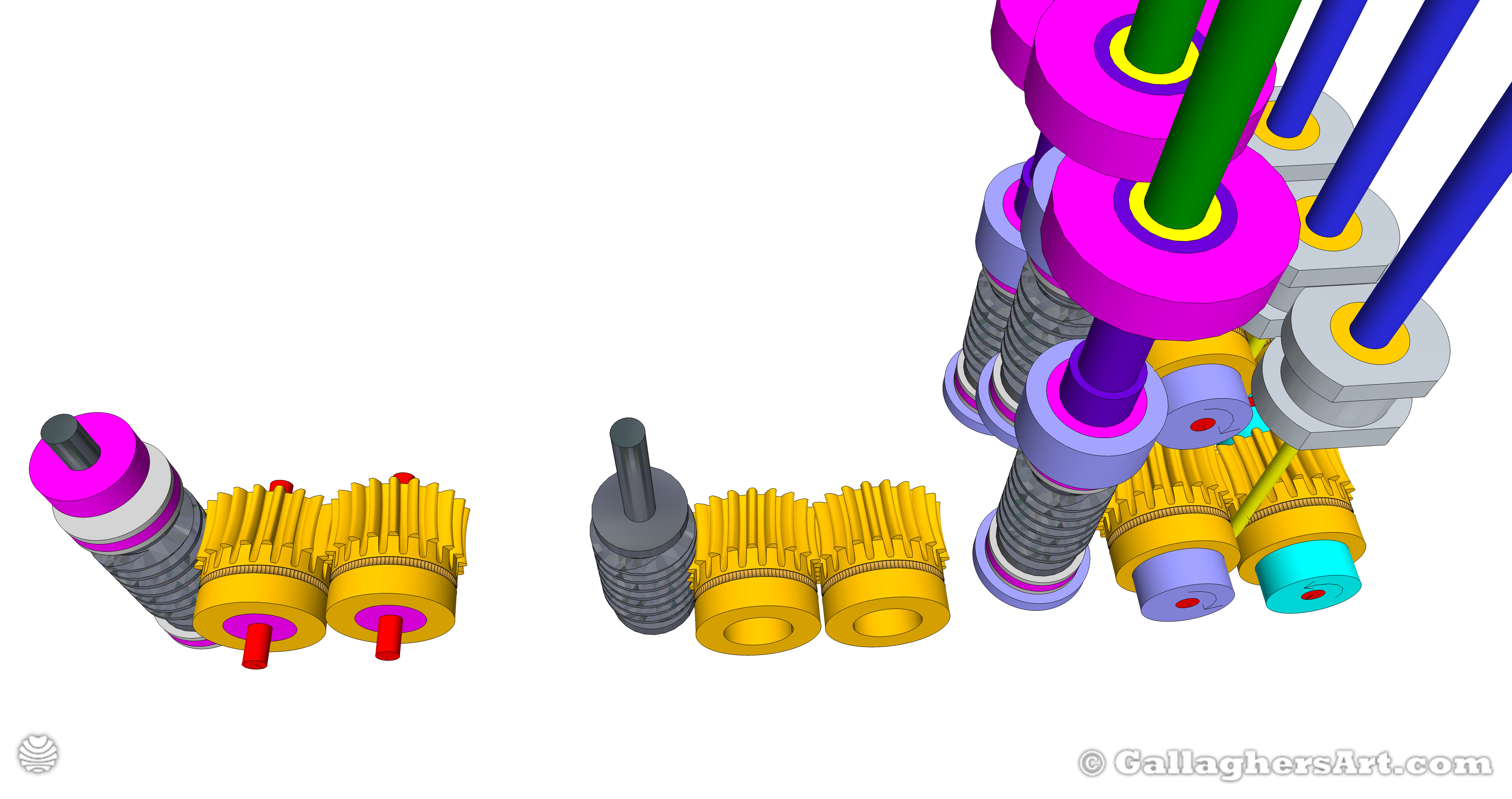 Gallaghersart gears 69 g08 20t c from My 3D Printer Designs  - 3x Remote Large Dual Gears Filament Extruder ver. 0.02 - Custom 08 20t Worm Gears