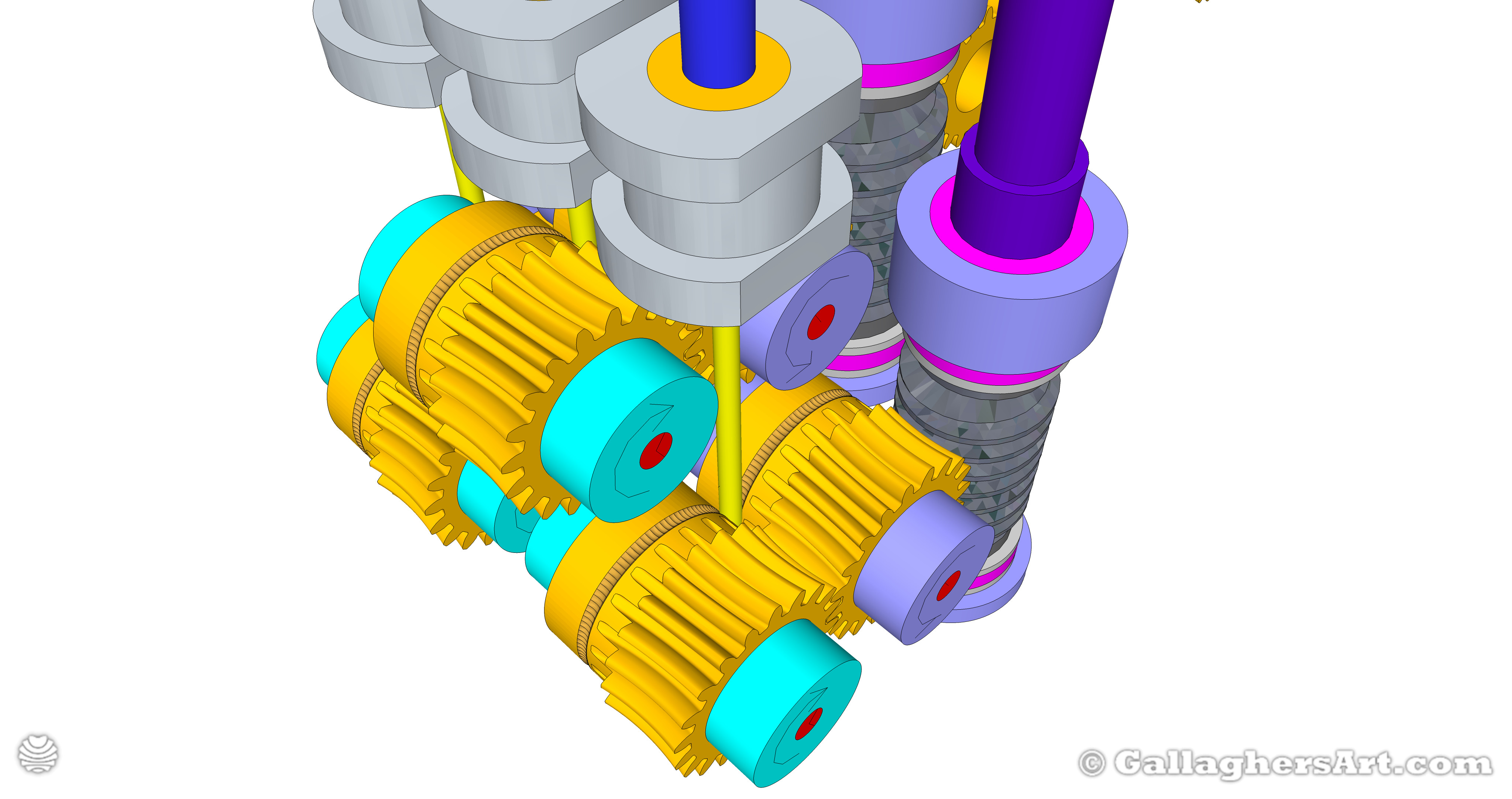 Gallaghersart gears 69 g08 20t d from My 3D Printer Designs  - 3x Remote Large Dual Gears Filament Extruder ver. 0.02 - Custom 08 20t Worm Gears