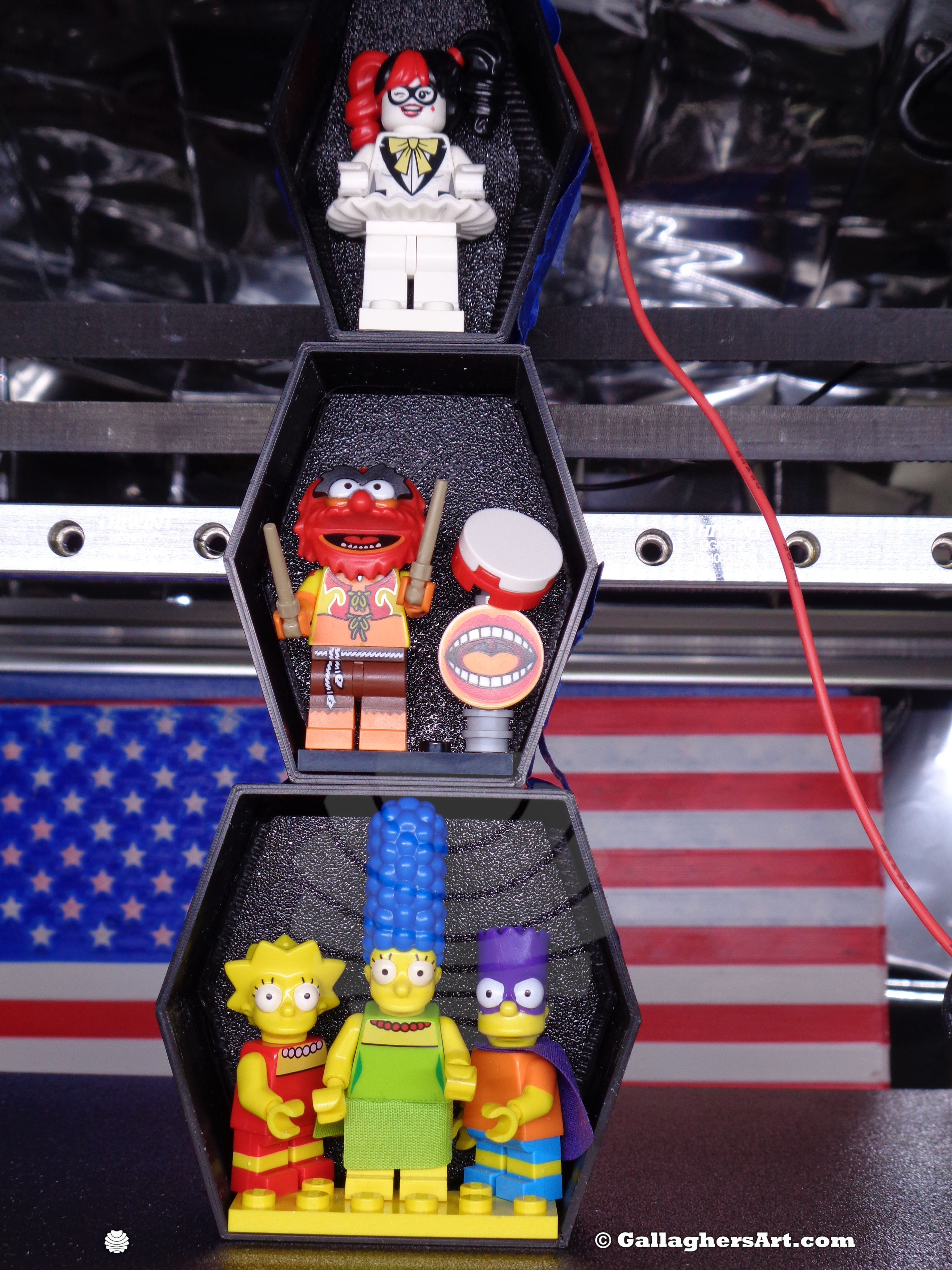Dsc05271 sm from Display for your LEGO MINFIG or other Collectibles 2023  - 1st test cells. LED backs do not fit right out of black. using 24v white LEDs that I covered up the LEDS the RGB 30 LED per meter would not have. Just not RGB.