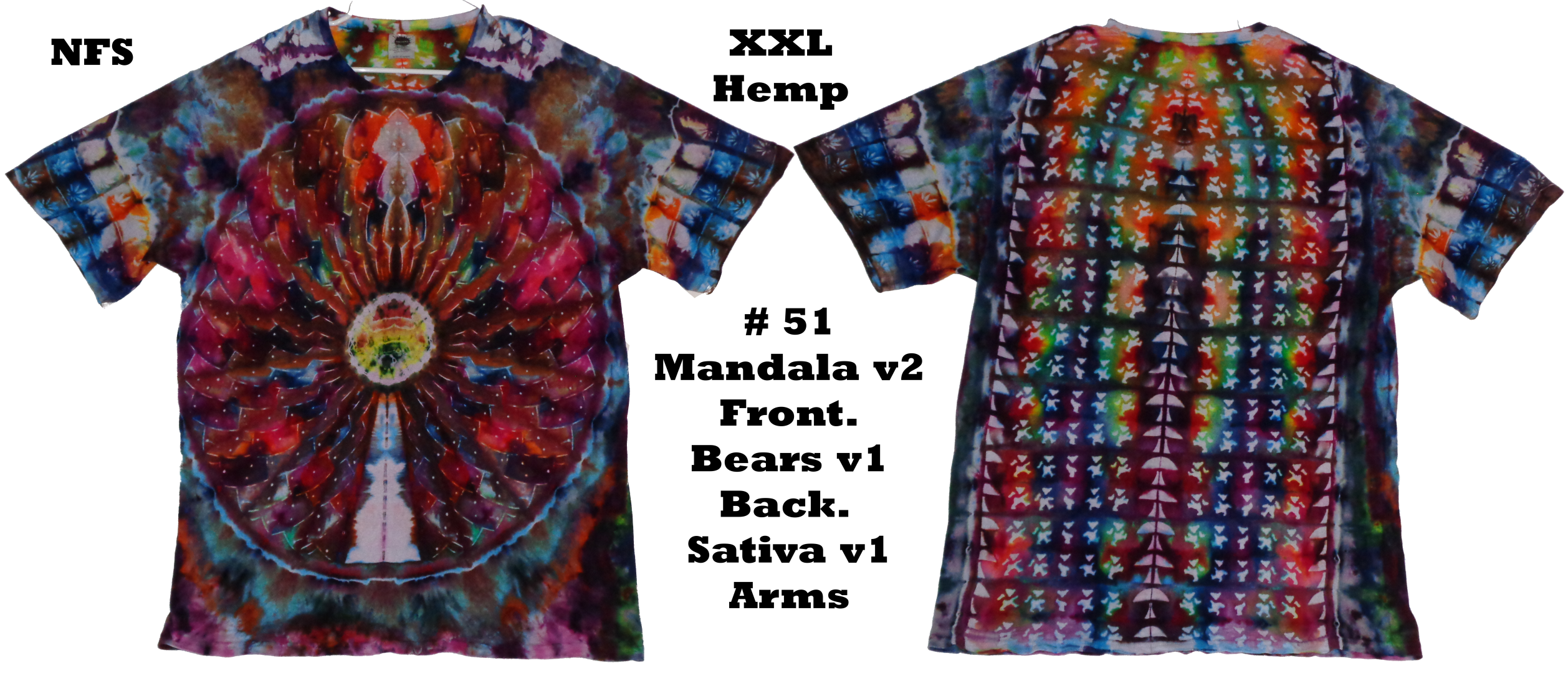 Gallaghersart shirts 01 51 sm from Tie Dyenied #51 Mandala v2 Bear v1 Sativa v1 Tie Dye Shirt 