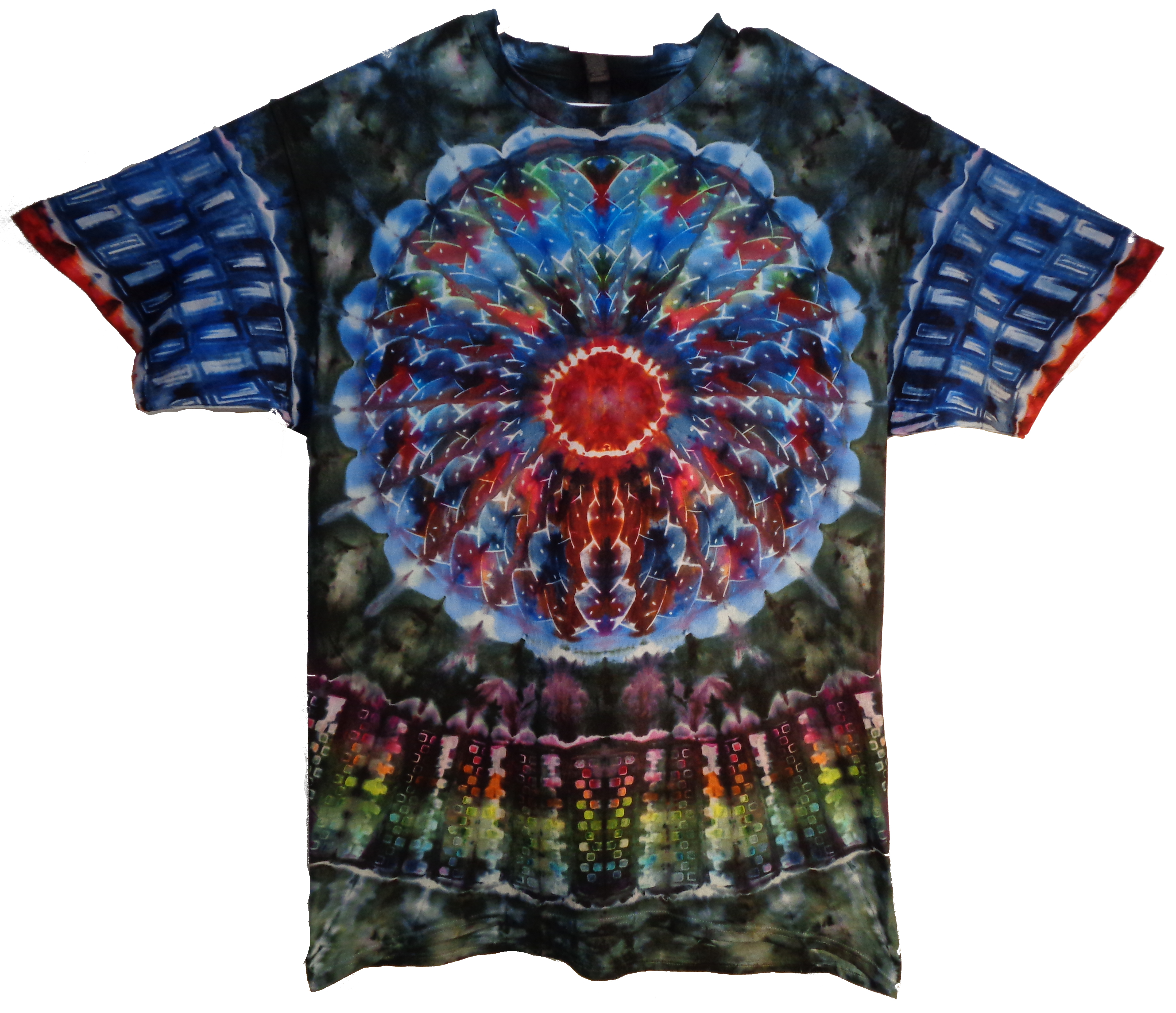 Gallaghersart dsc07098 from Tie Dyenied #64 XL ICE Mandala v2 (F+B), Spirals Arms, Blocks v1 Bottom Tie Dye Shirt  - #64