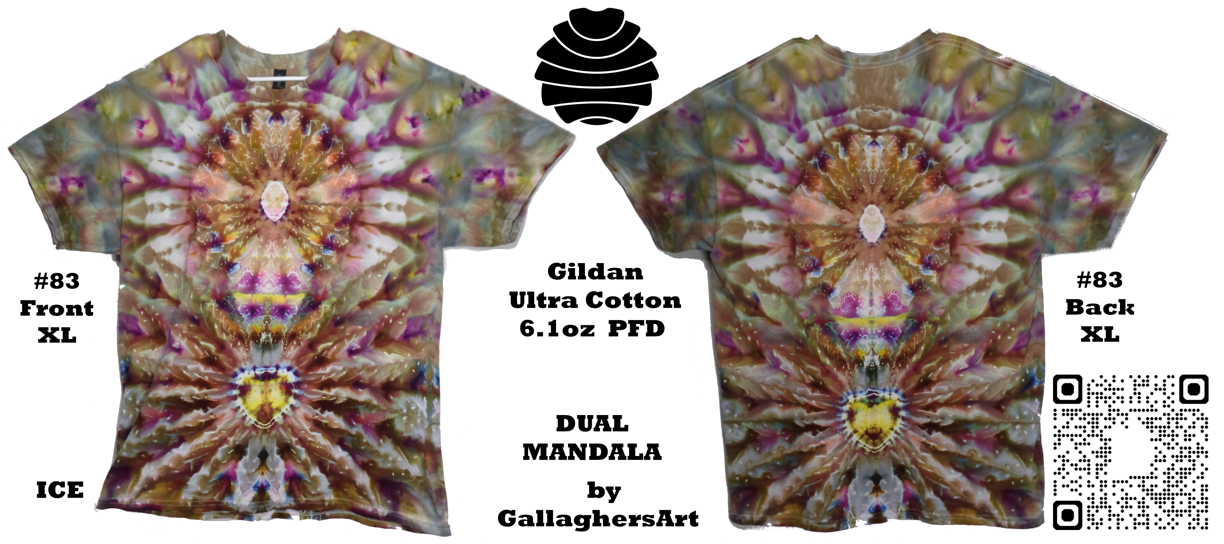 Gallaghersart 83 ga from Tie Dyenied #83 XL Dual Mandala, Gildan Ultra Cotton 6.1oz, PFD  - #83 XL