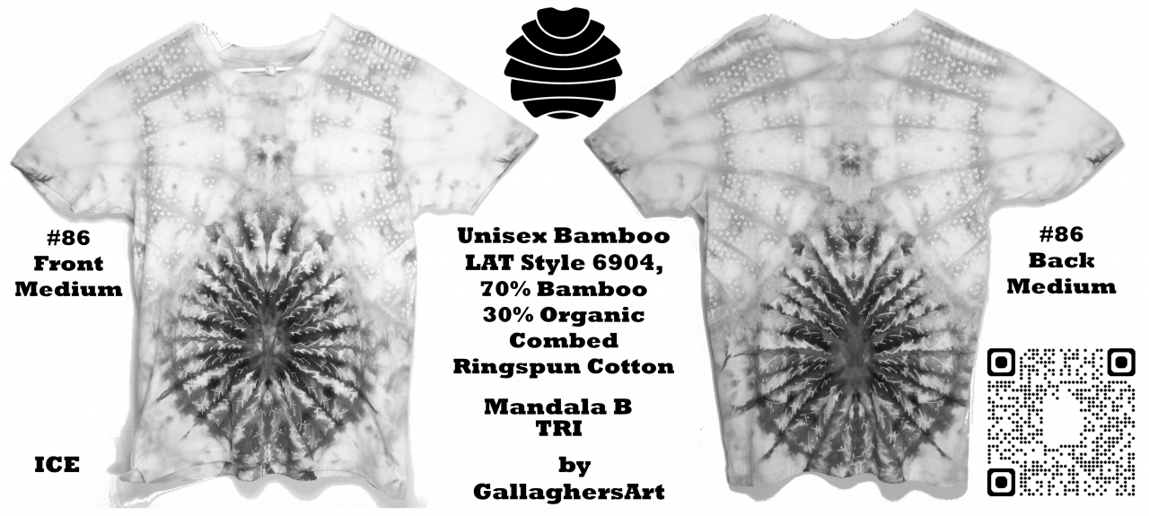 Gallaghersart 86 ga from Tie Dyenied #86 XL Mandala with Tri, Unisex Bamboo / Ringspun Cotton 5.3oz gallaghersart_86_ga.png  - #86 XL