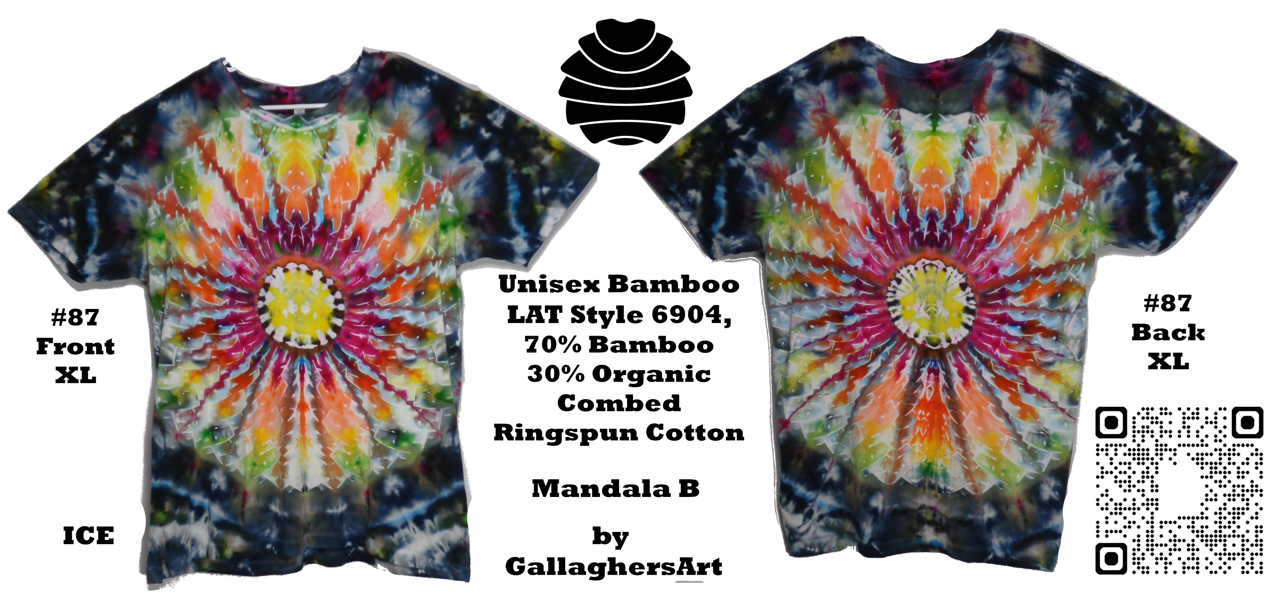 Gallaghersart 87 ga from Tie Dyenied #87 XL Mandala v3, Unisex Bamboo / Ringspun Cotton 5.3oz  - #87 XL