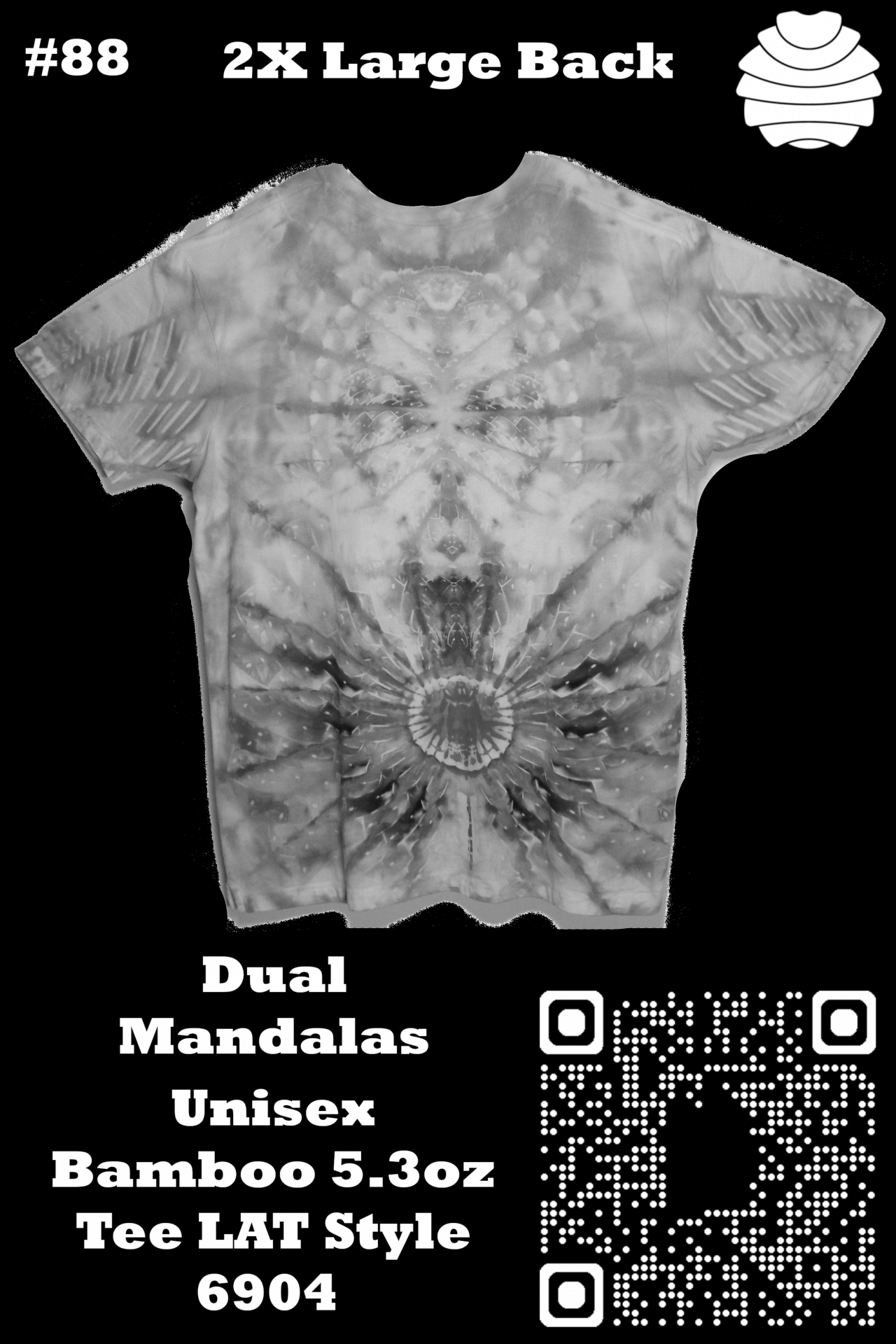 4x6 88 b from Tie Dyenied #88 2XL Dual Mandalas, Unisex Bamboo / Ringspun Cotton 5.3oz 4x6_88_b.png  - #88 2XL Dual Mandalas, Unisex Bamboo / Ringspun Cotton 5.3oz