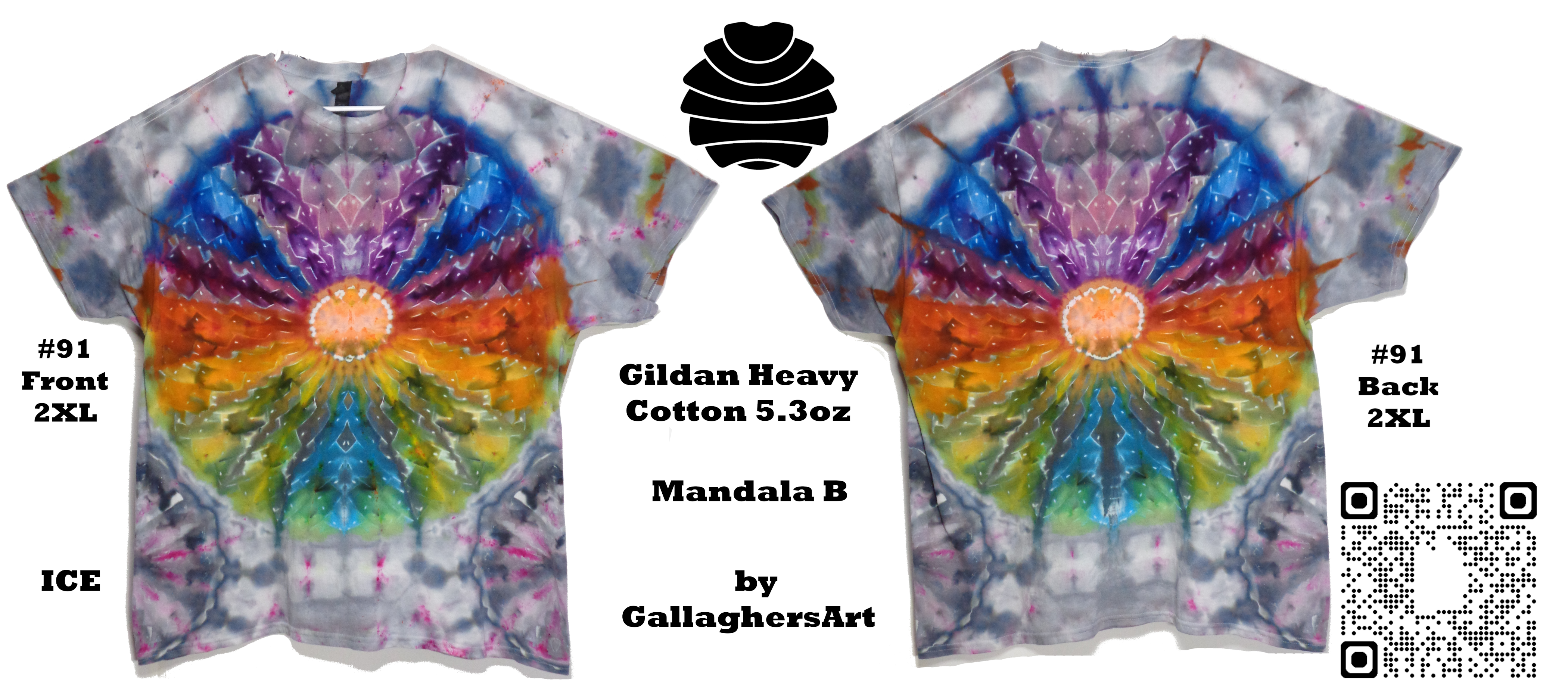 Gallaghersart 91 ga from Tie Dyenied #91 2XL Mandala, Gildan Heavy Cotton 5.3oz  - #91 2XL