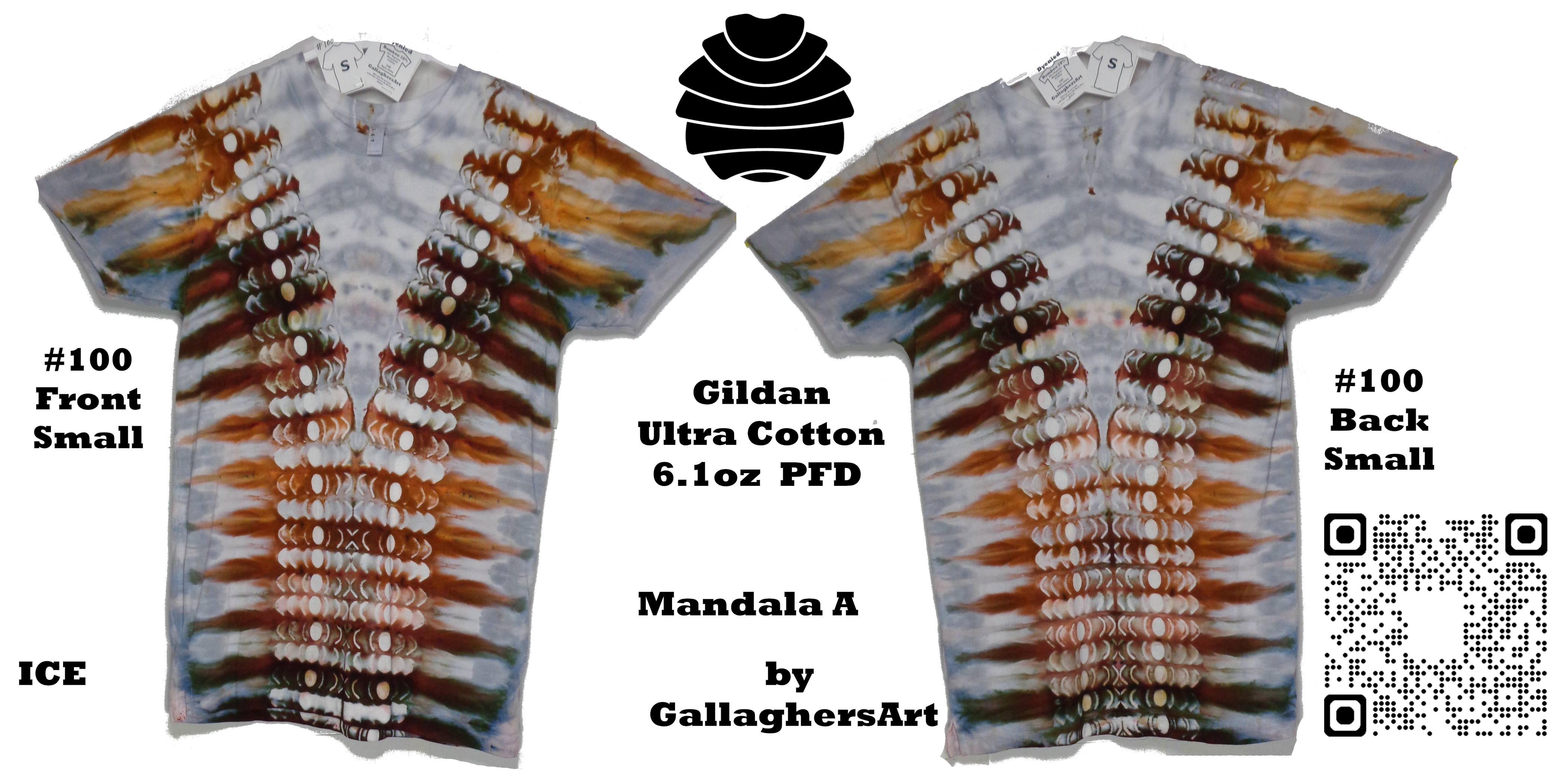 Gallaghersart 100 ga-2 from Tie Dyenied #100 S Galaxy Split, Unisex Bamboo / Ringspun Cotton 5.3oz  - #100 Small