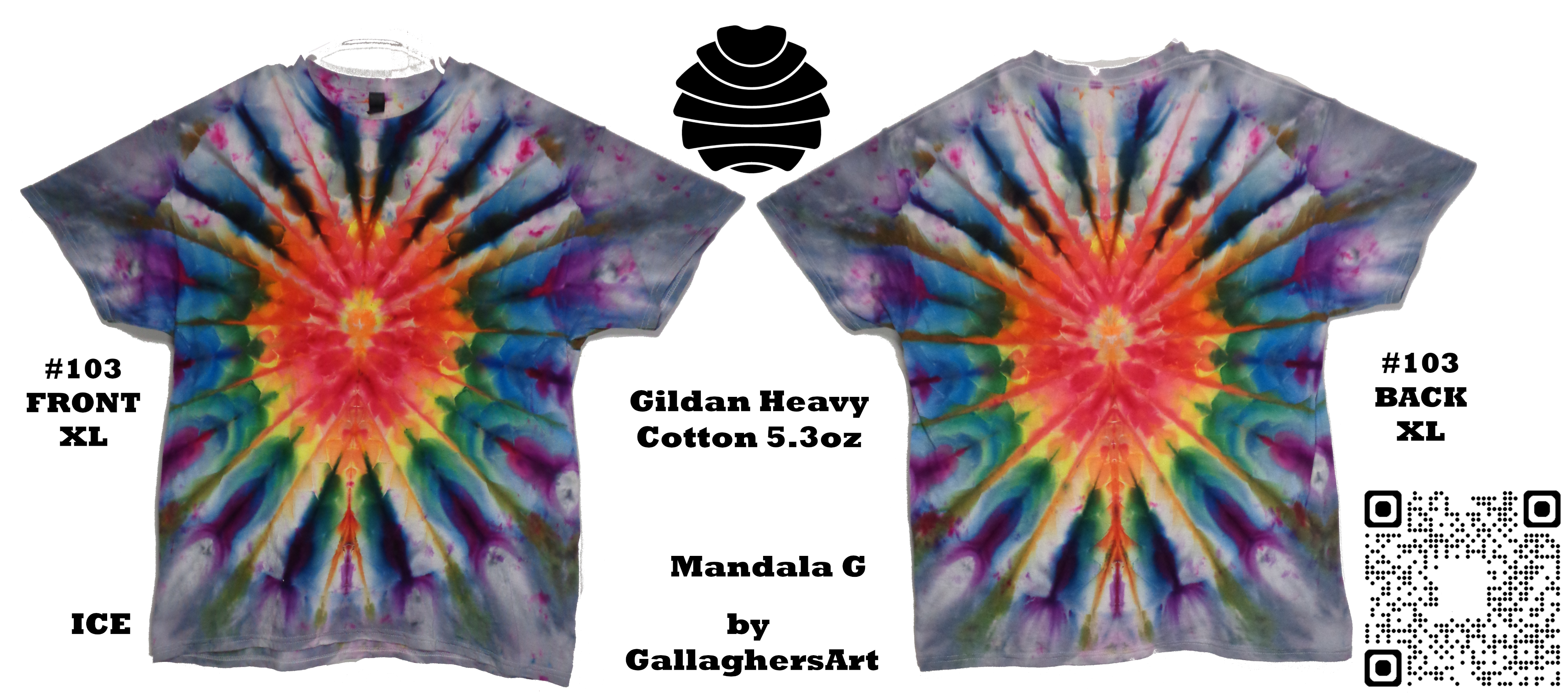 Gallaghersart 103 ga from Tie Dyenied #103 XL Mandala, Gildan Heavy Cotton 5.3oz  - #103 XL
