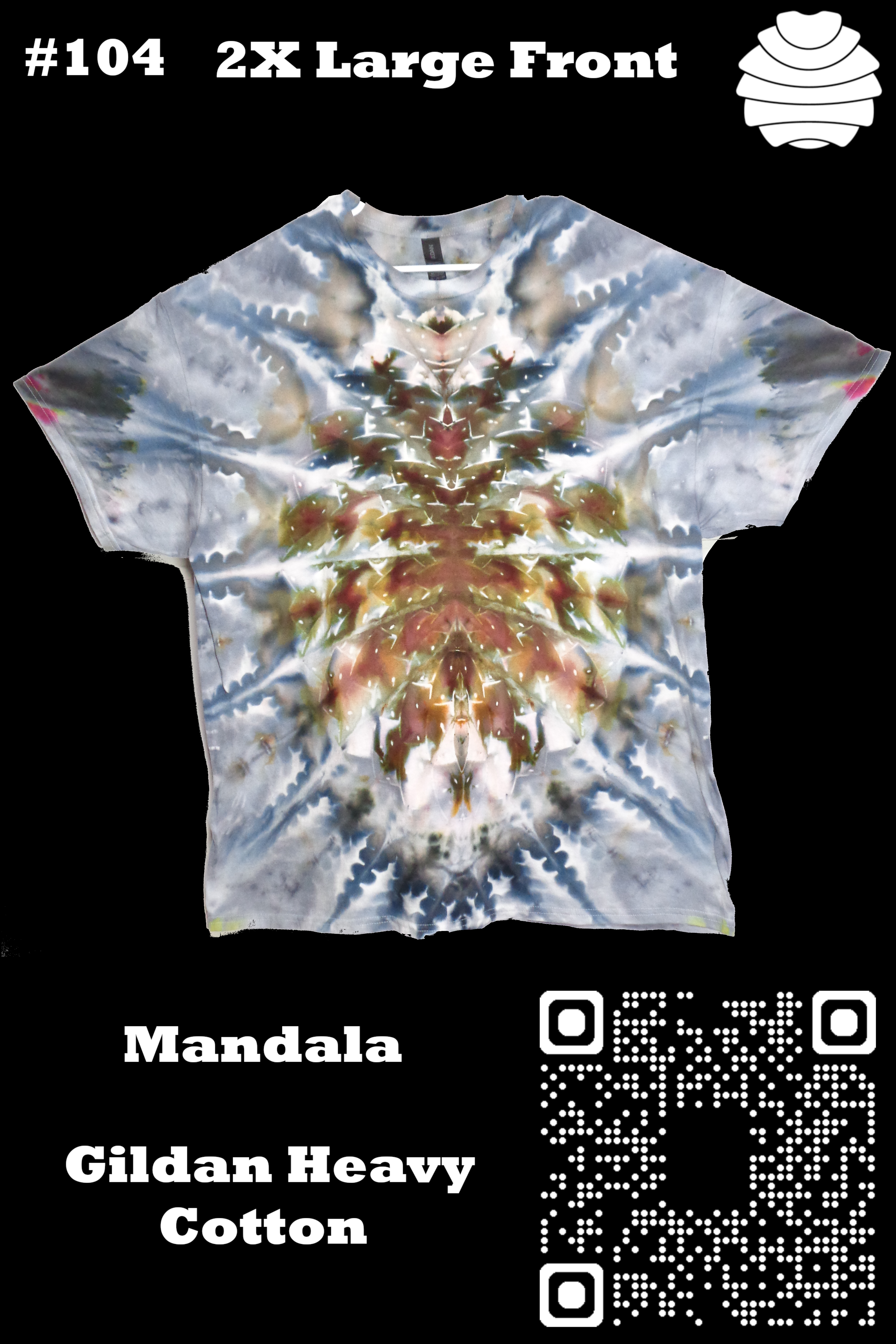 4x6 104 f from Tie Dyenied #104 2XL Mandala with Hive, Gildan Heavy Cotton 5.3oz  - #104 2XL Mandala with Hive, Gildan Heavy Cotton 5.3oz