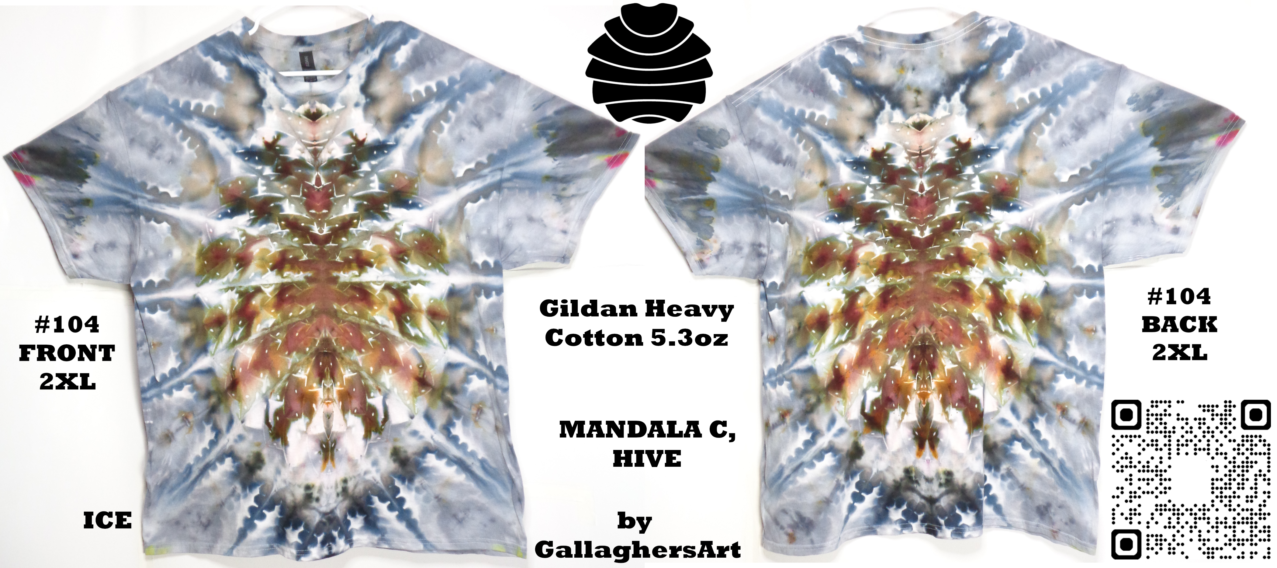Gallaghersart 104 ga from Tie Dyenied #104 2XL Mandala with Hive, Gildan Heavy Cotton 5.3oz  - #104 2XL