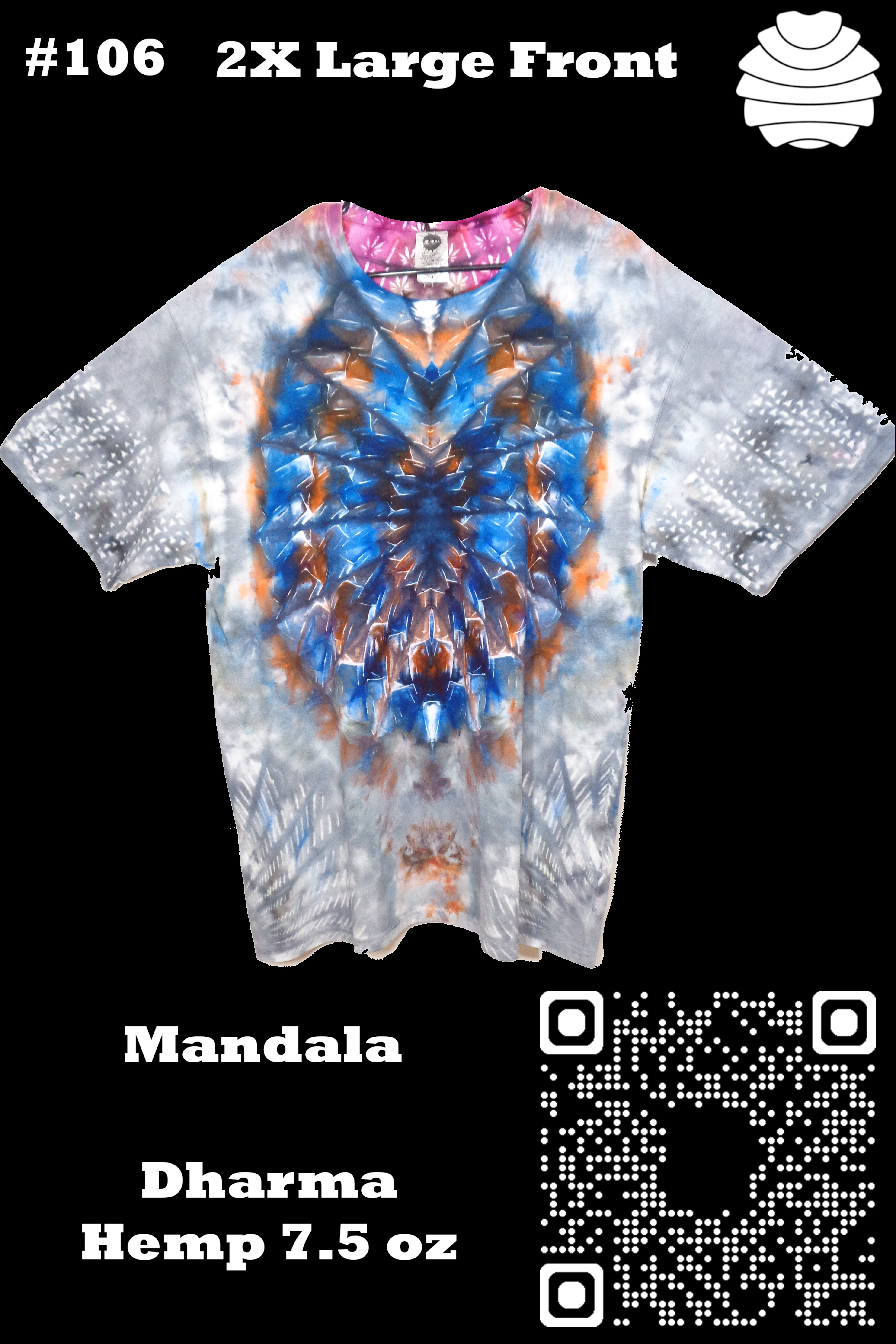 4x6 106 f from Tie Dyenied #106 2XL Mandala v4 (F), Sativa (B), TRI and Slots, Hemp 7.5 oz {inner:name}.{image:extension} - #106 2XL Mandala v4 (F), Sativa (B), TRI and Slots, Hemp 7.5 oz