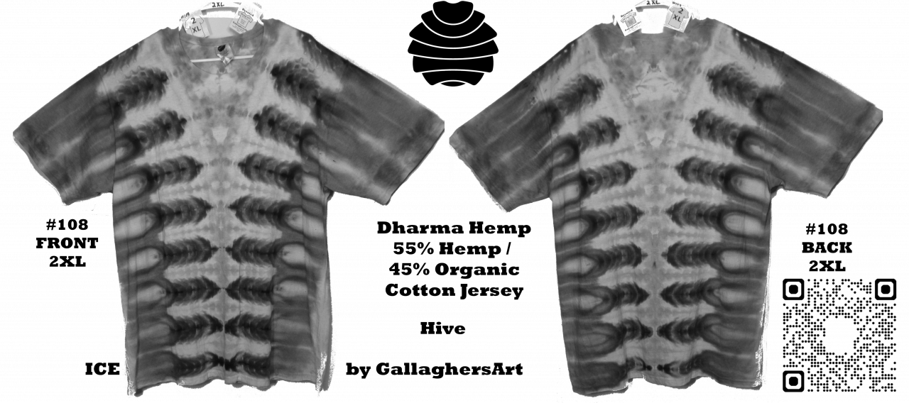 Gallaghersart 108 ga from Tie Dyenied #108 2XL Hive, Hemp and Organic Cotton 7.5 oz T-Shirt gallaghersart_108_ga.png  - #108 2XL
