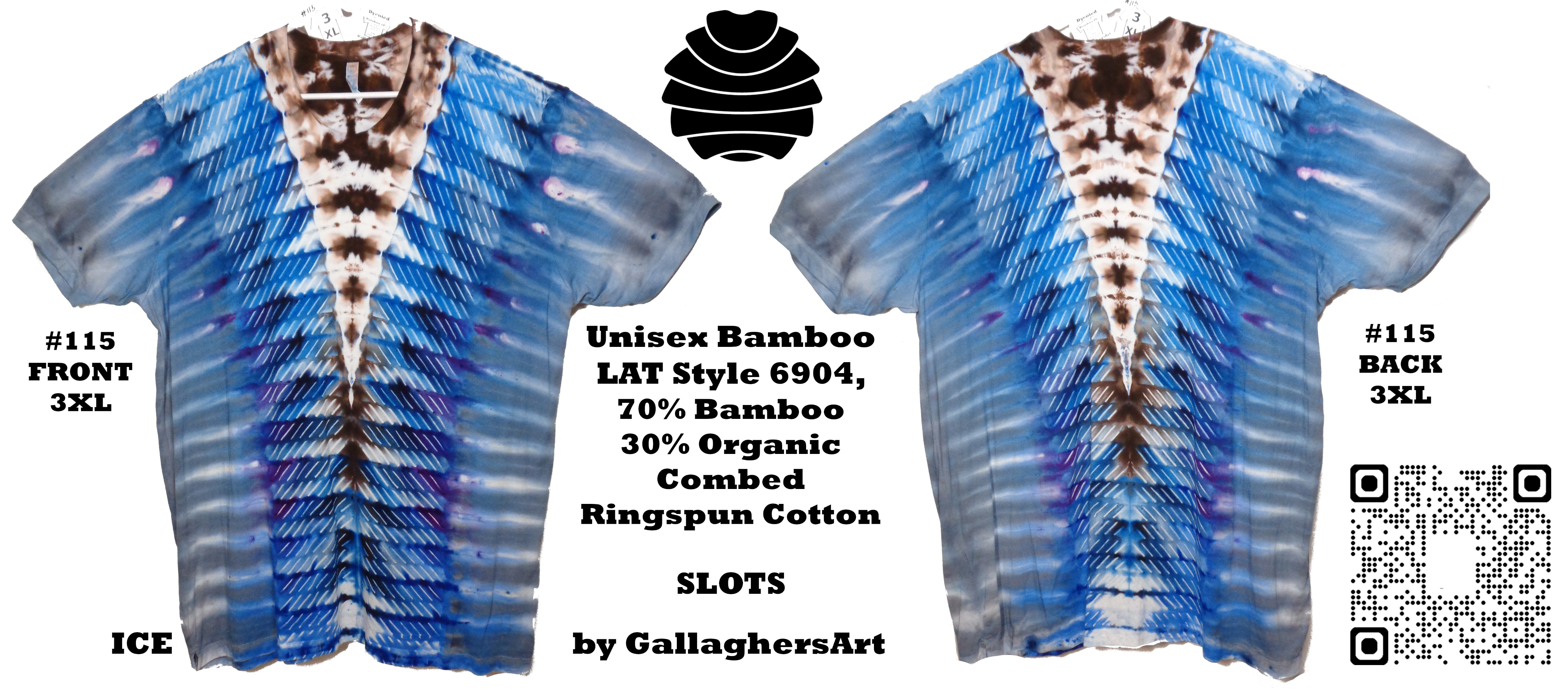 Gallaghersart 115 ga from Tie Dyenied #115 3XL Slots, Unisex Bamboo / Ringspun Cotton 5.3oz  - #115 3XL 