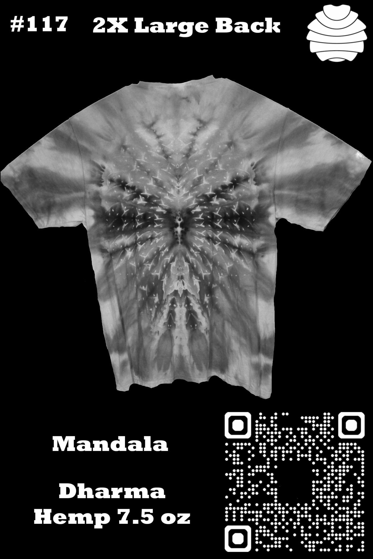 4x6 117 b from Tie Dyenied #117 2XL  Mandala Hemp and Organic Cotton 7.5 oz T-Shirt  4x6_117_b.png  - #117 2XL  Mandala Hemp and Organic Cotton 7.5 oz T-Shirt