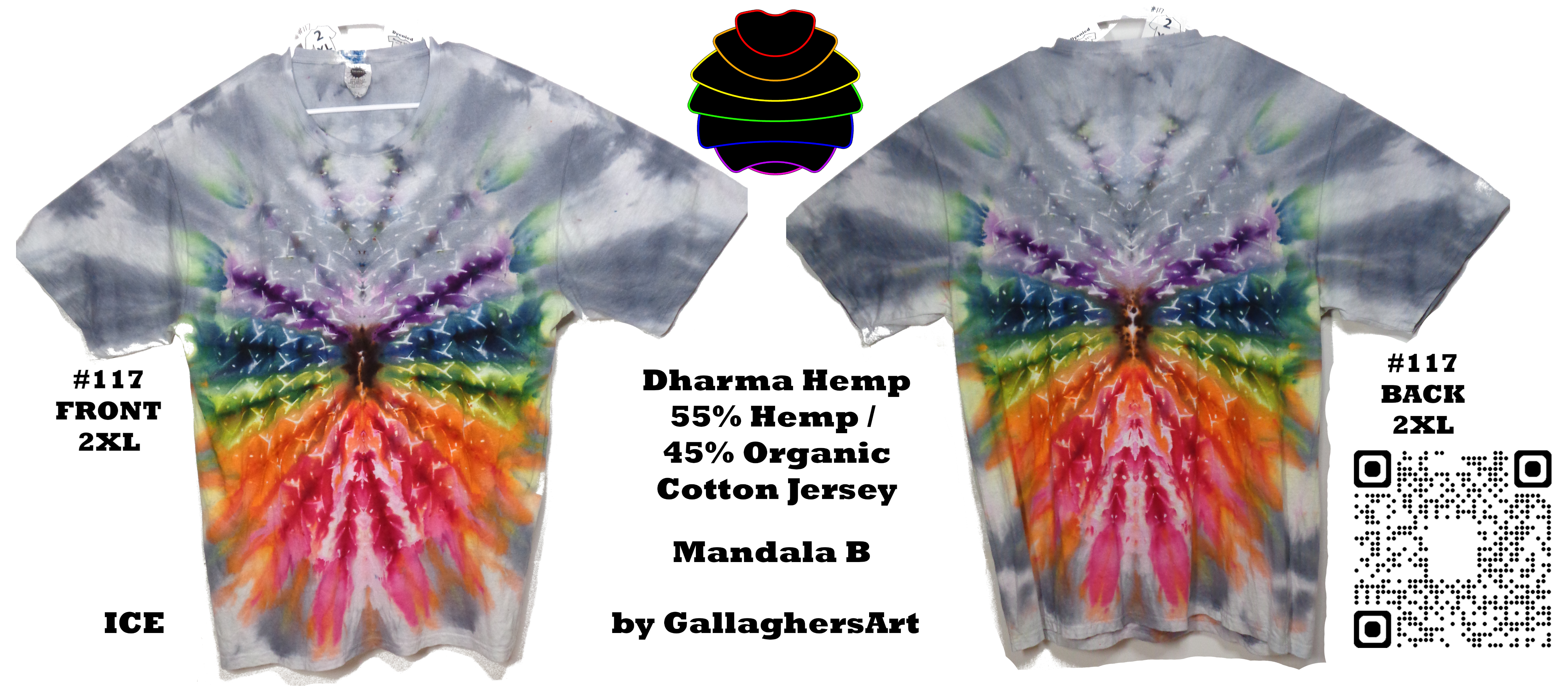 Gallaghersart 117 ga from Tie Dyenied #117 2XL  Mandala Hemp and Organic Cotton 7.5 oz T-Shirt   - #117 2XL