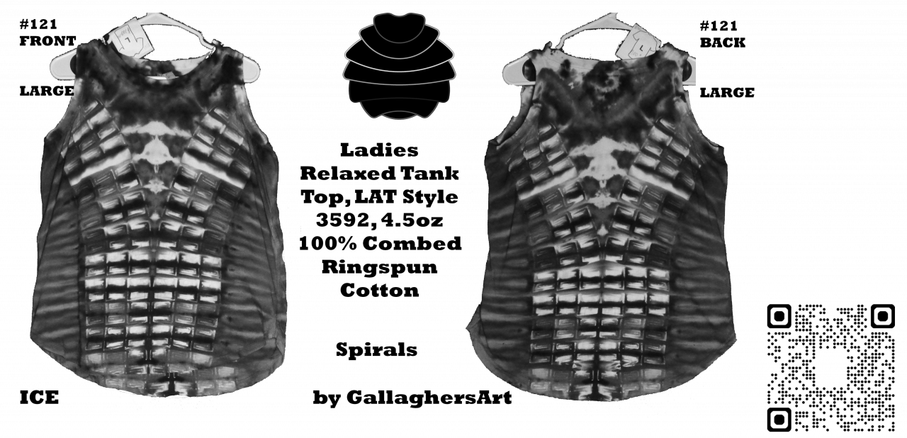 Gallaghersart 121 ga from Tie Dyenied #121 L Sprials. Ladies Relaxed Tank Top, Combed Ringspun Cotton gallaghersart_121_ga.png  - #121 Large