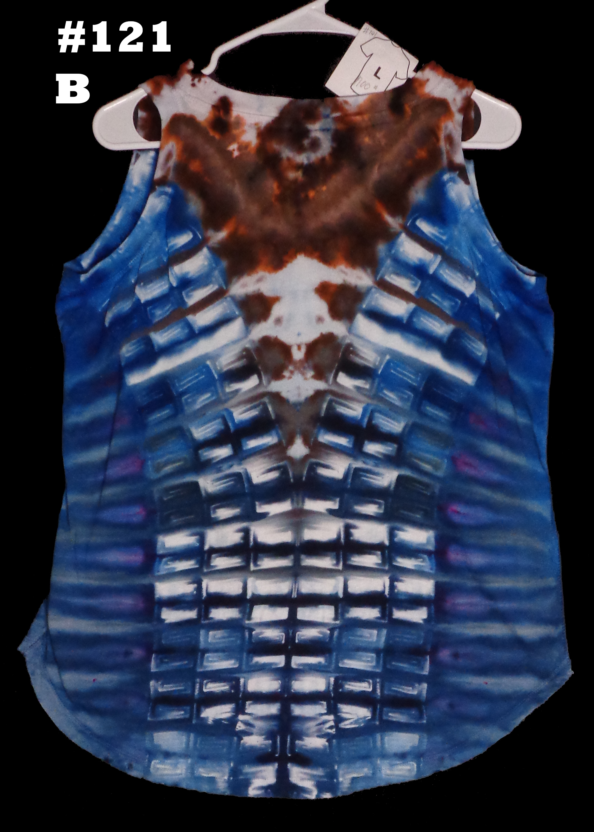 Gallaghersart dsc00048 from Tie Dyenied #121 L Sprials. Ladies Relaxed Tank Top, Combed Ringspun Cotton  - #121