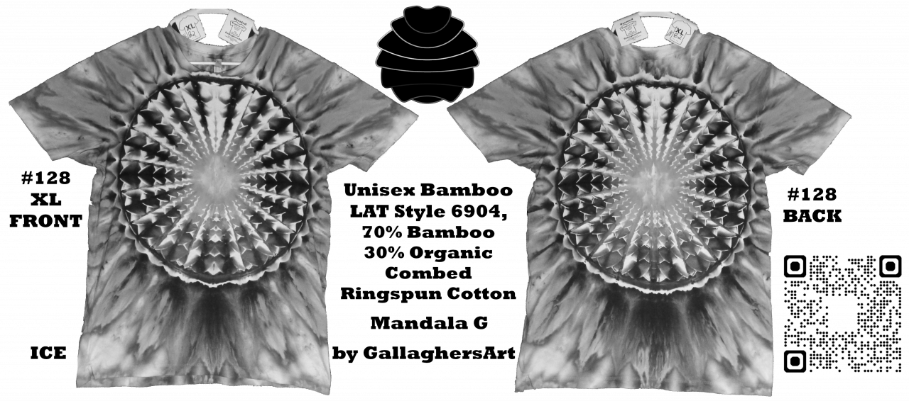 Gallaghersart 128 ga from Tie Dyenied #128 XL Mandala, Unisex Bamboo / Ringspun Cotton 5.3oz gallaghersart_128_ga.png  - #128 XL Mandala.
