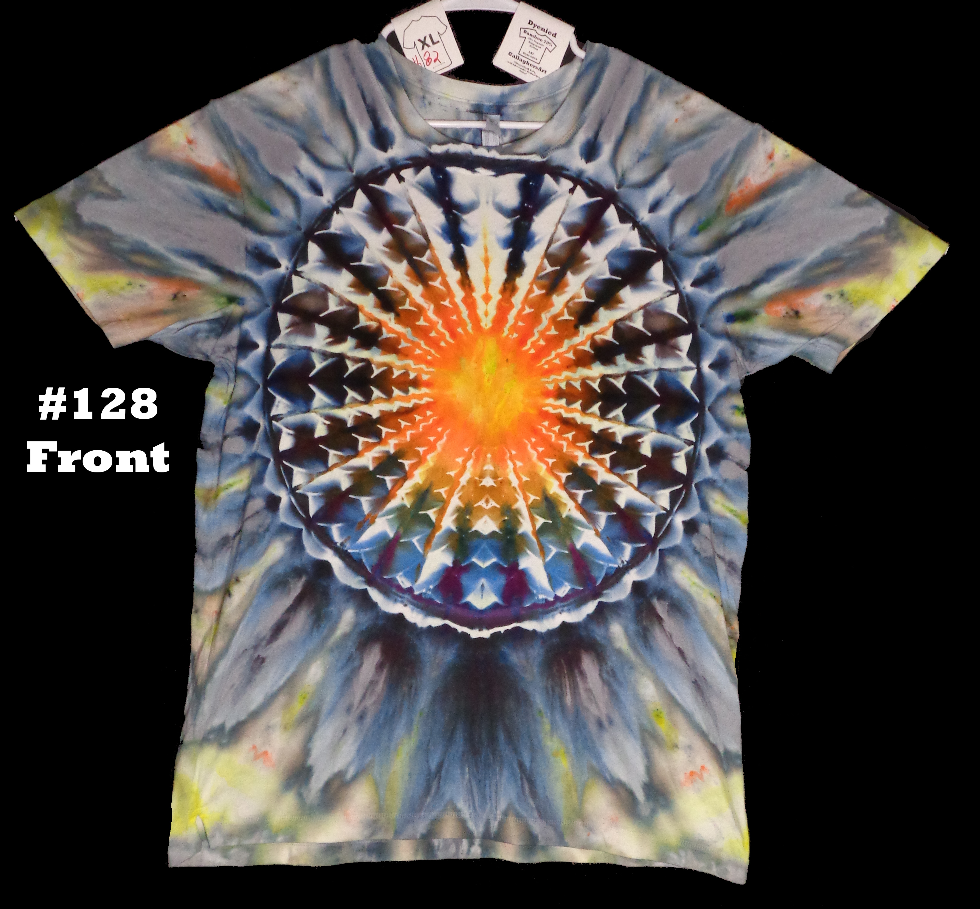 Gallaghersart dsc00053 from Tie Dyenied #128 XL Mandala, Unisex Bamboo / Ringspun Cotton 5.3oz  - #128