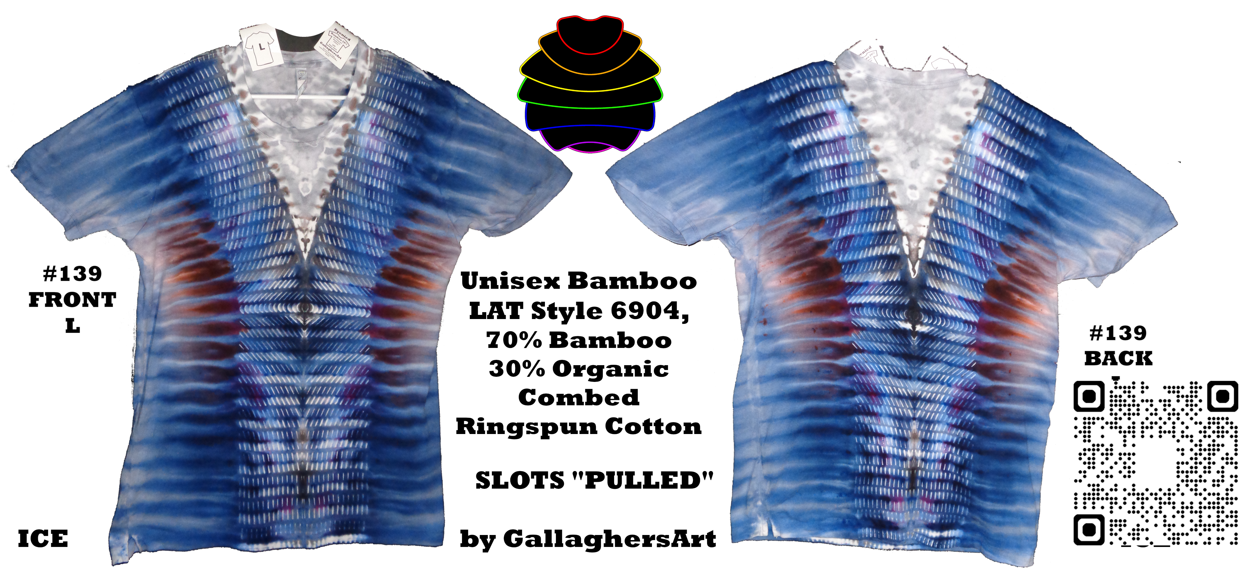 Gallaghersart 139 ga-2 from Tie Dyenied #139 L Slots Pulled, Unisex Bamboo / Ringspun Cotton 5.3oz  - #139 Large. 