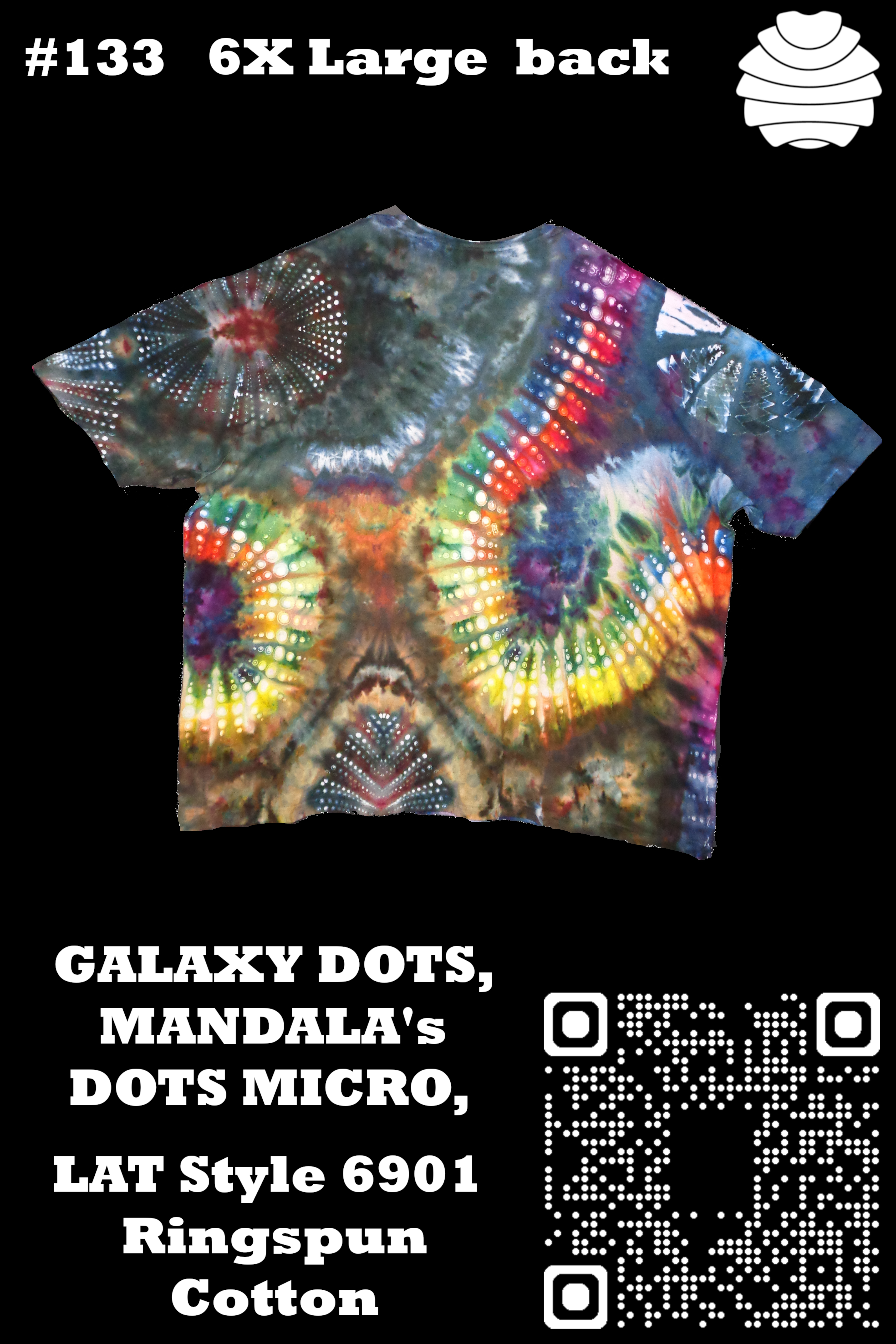 4x6 133 b from Tie Dyenied #133 6X Large Galaxy Dots, Mandala's, LAT Style 6901 Combed Ringspun Cotton {inner:name}.{image:extension} - #133 6XL Large Galaxy Dots, Mandala's, LAT Style 6901 Combed Ringspun Cotton