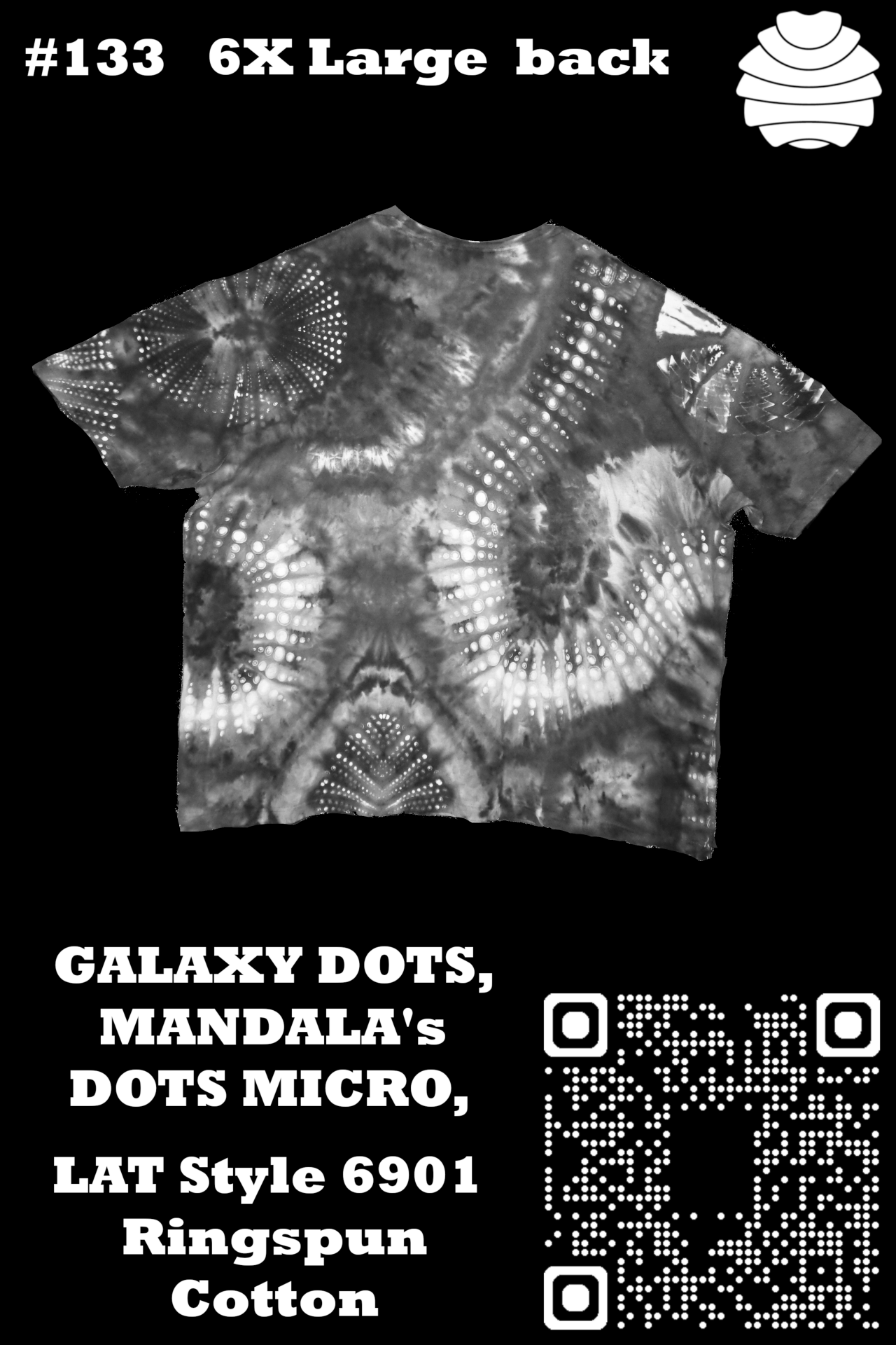 4x6 133 b from Tie Dyenied #133 6X Large Galaxy Dots, Mandala's, LAT Style 6901 Combed Ringspun Cotton 4x6_133_b.png  - #133 6XL Large Galaxy Dots, Mandala's, LAT Style 6901 Combed Ringspun Cotton